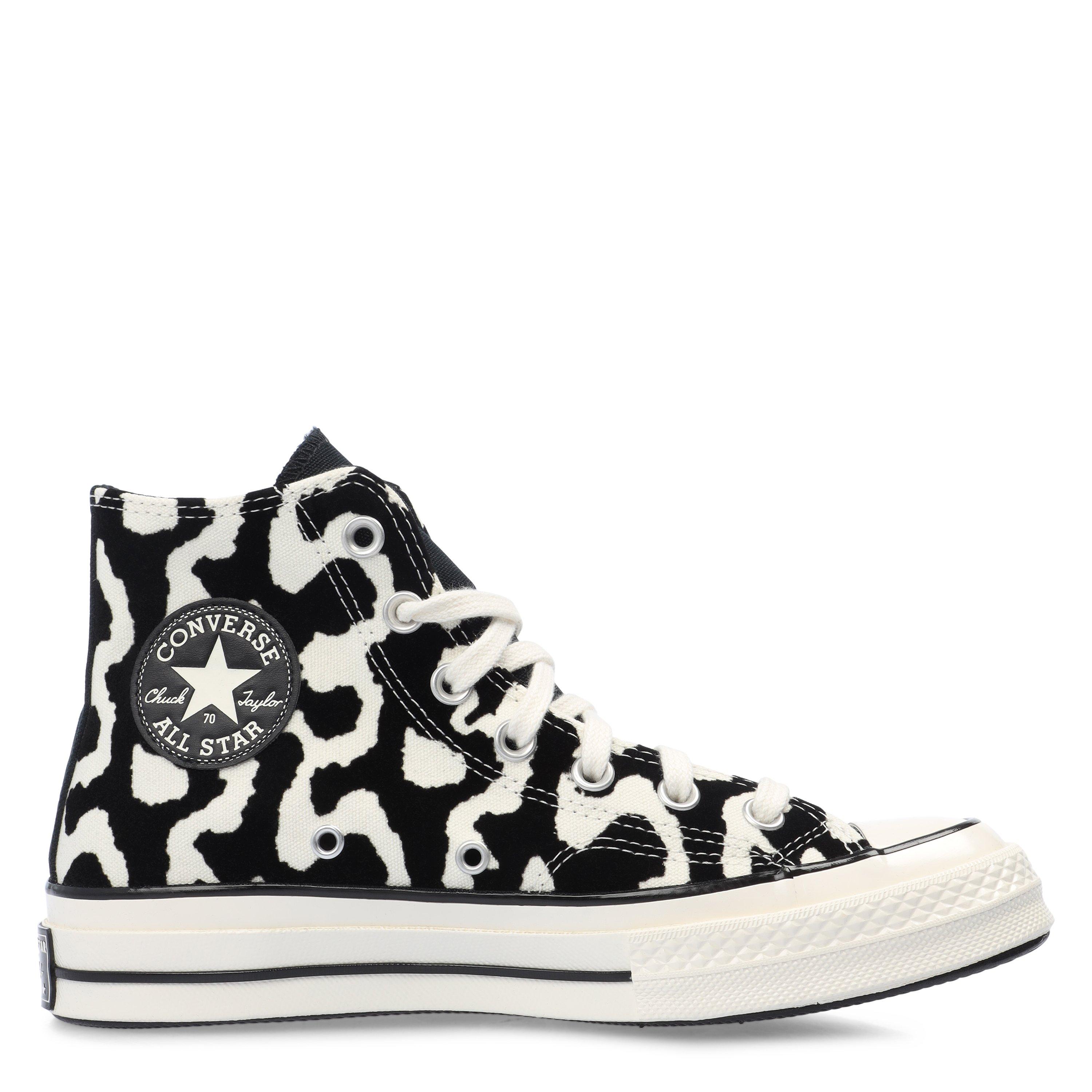 001-Black/Egr - Converse - Unisex Chuck 70 Leopard Remix Canvas High-Top Trainers - 1