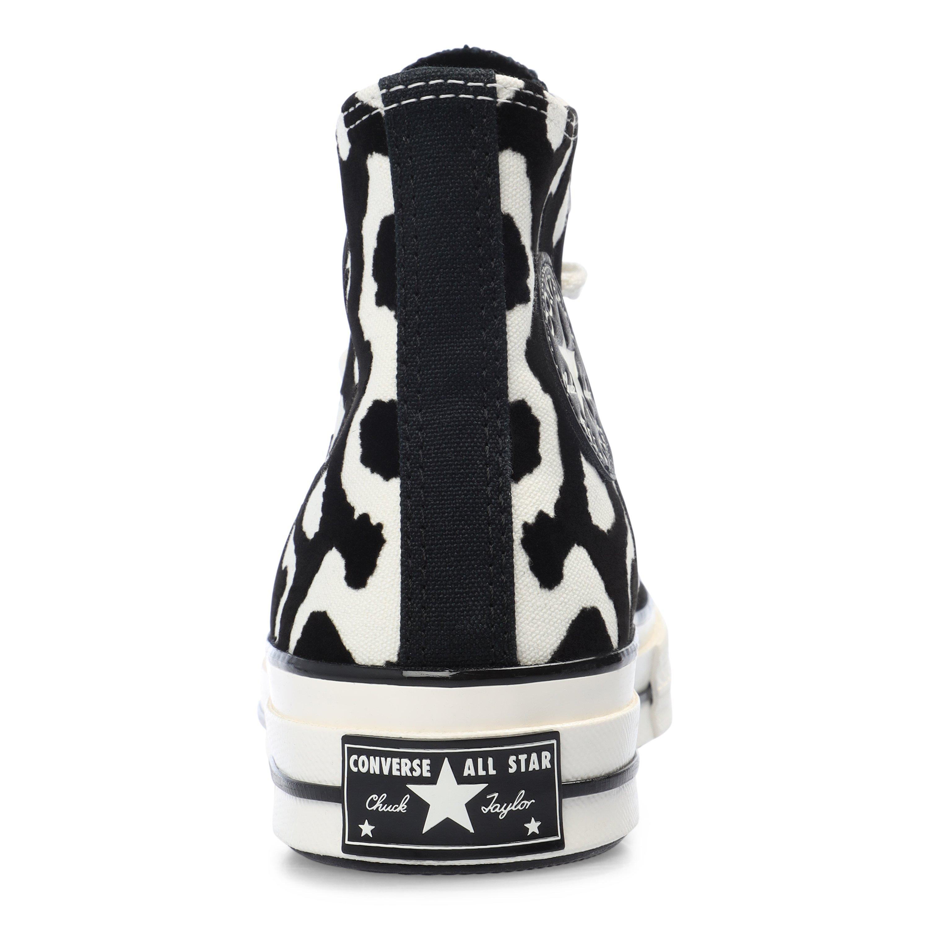 001-Black/Egr - Converse - Unisex Chuck 70 Leopard Remix Canvas High-Top Trainers - 4