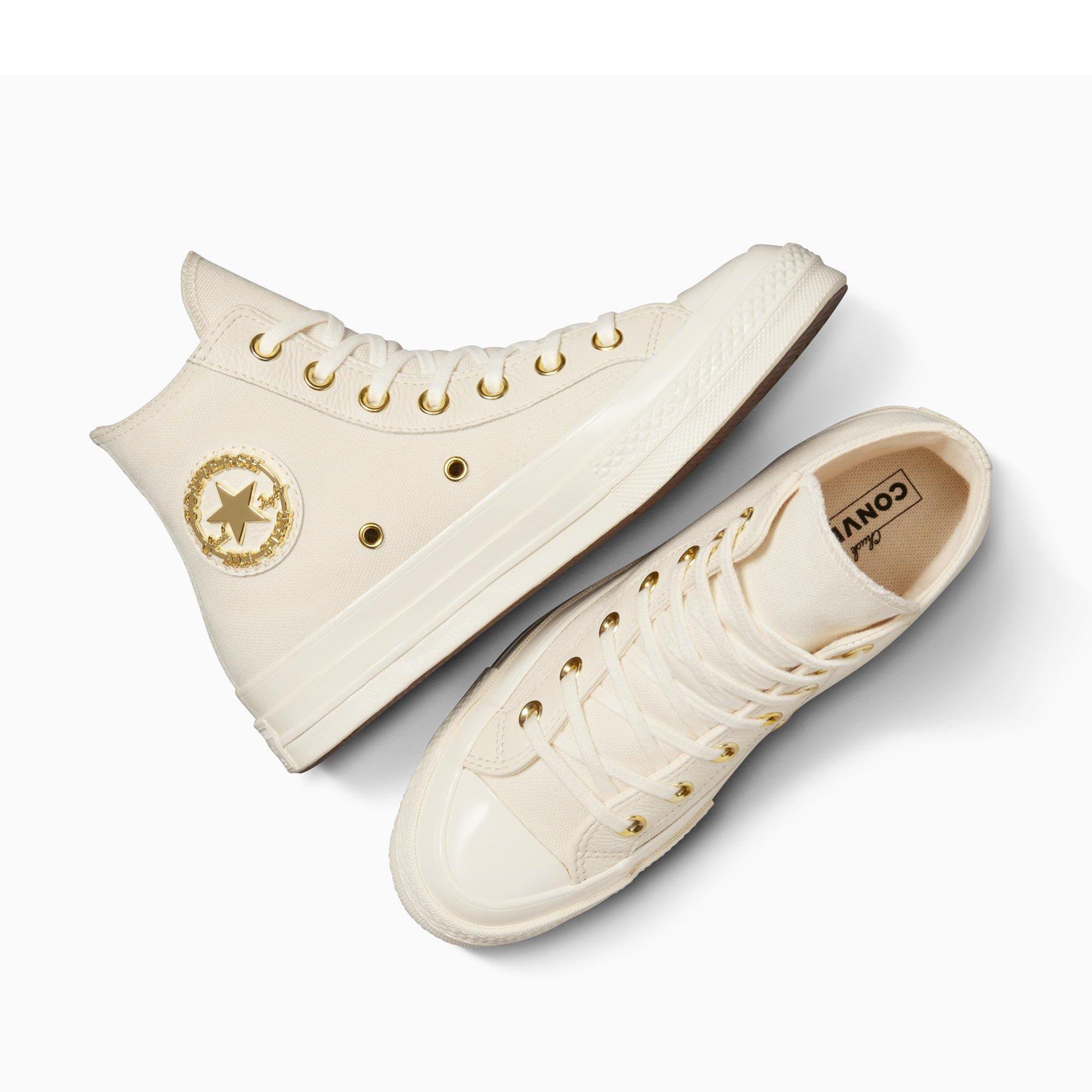 286-Egret/Egr - Converse - Unisex Chuck 70 Gold Canvas High-Top Trainers - 5