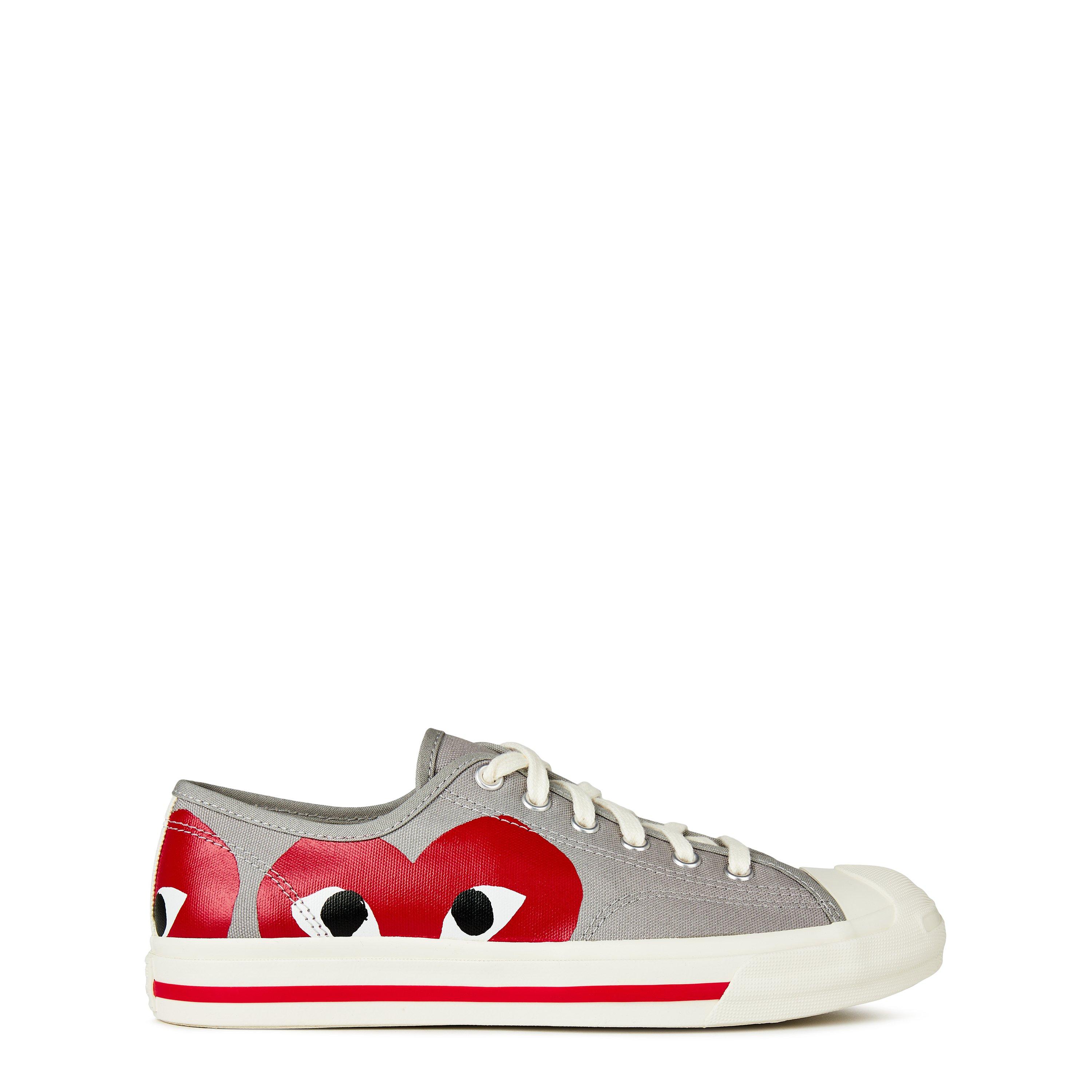 Grey & Red - Comme des Garcons PLAY - X Converse Jack Purcell Low Top Trainers - 1