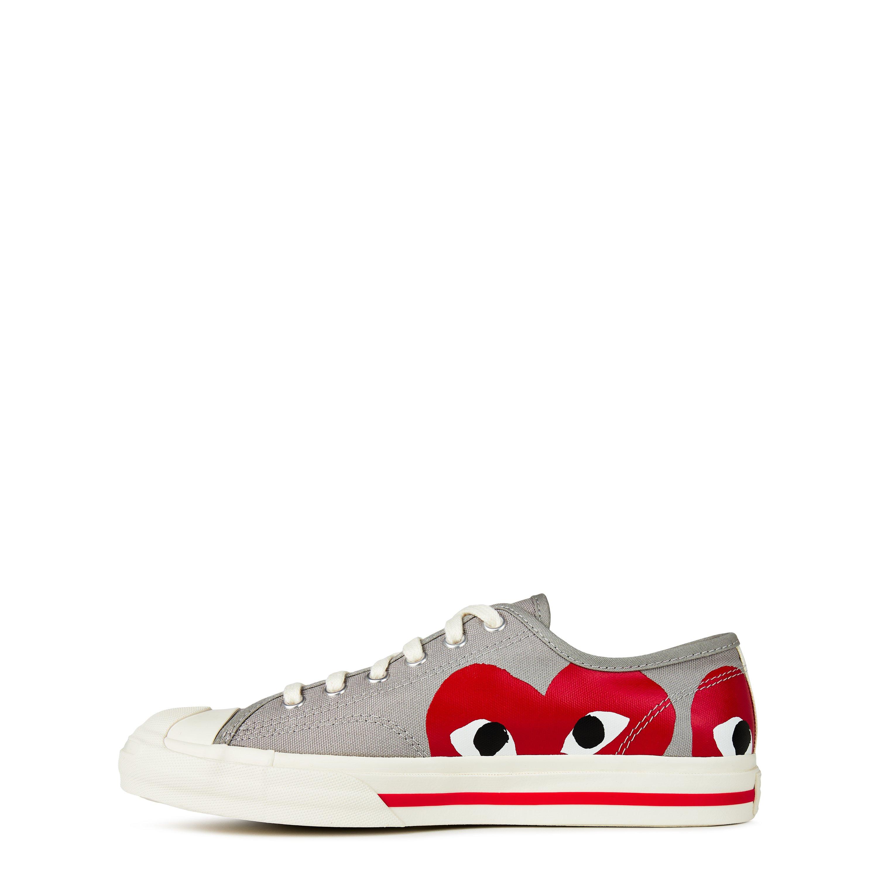 Grey & Red - Comme des Garcons PLAY - X Converse Jack Purcell Low Top Trainers - 2
