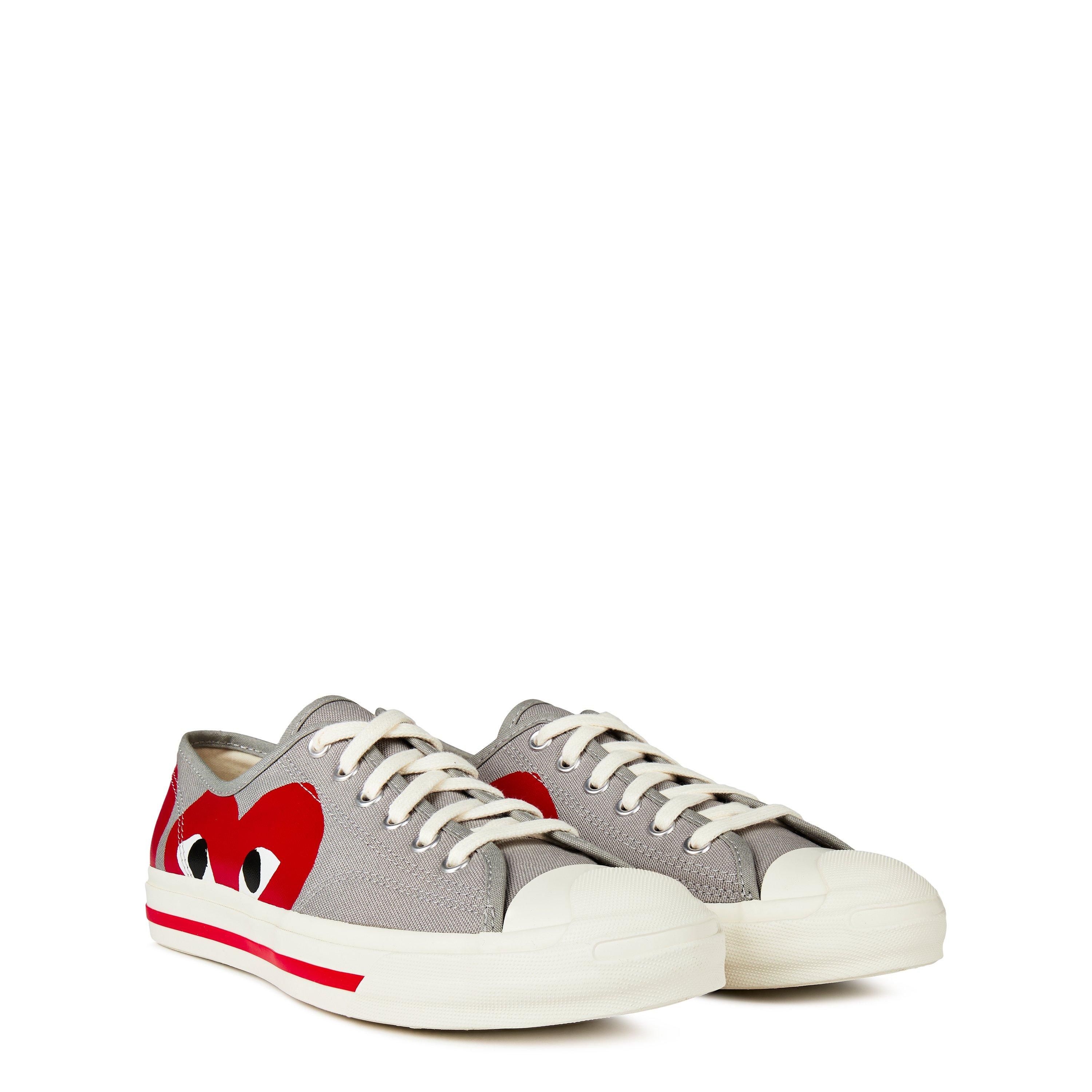 Grey & Red - Comme des Garcons PLAY - X Converse Jack Purcell Low Top Trainers - 3