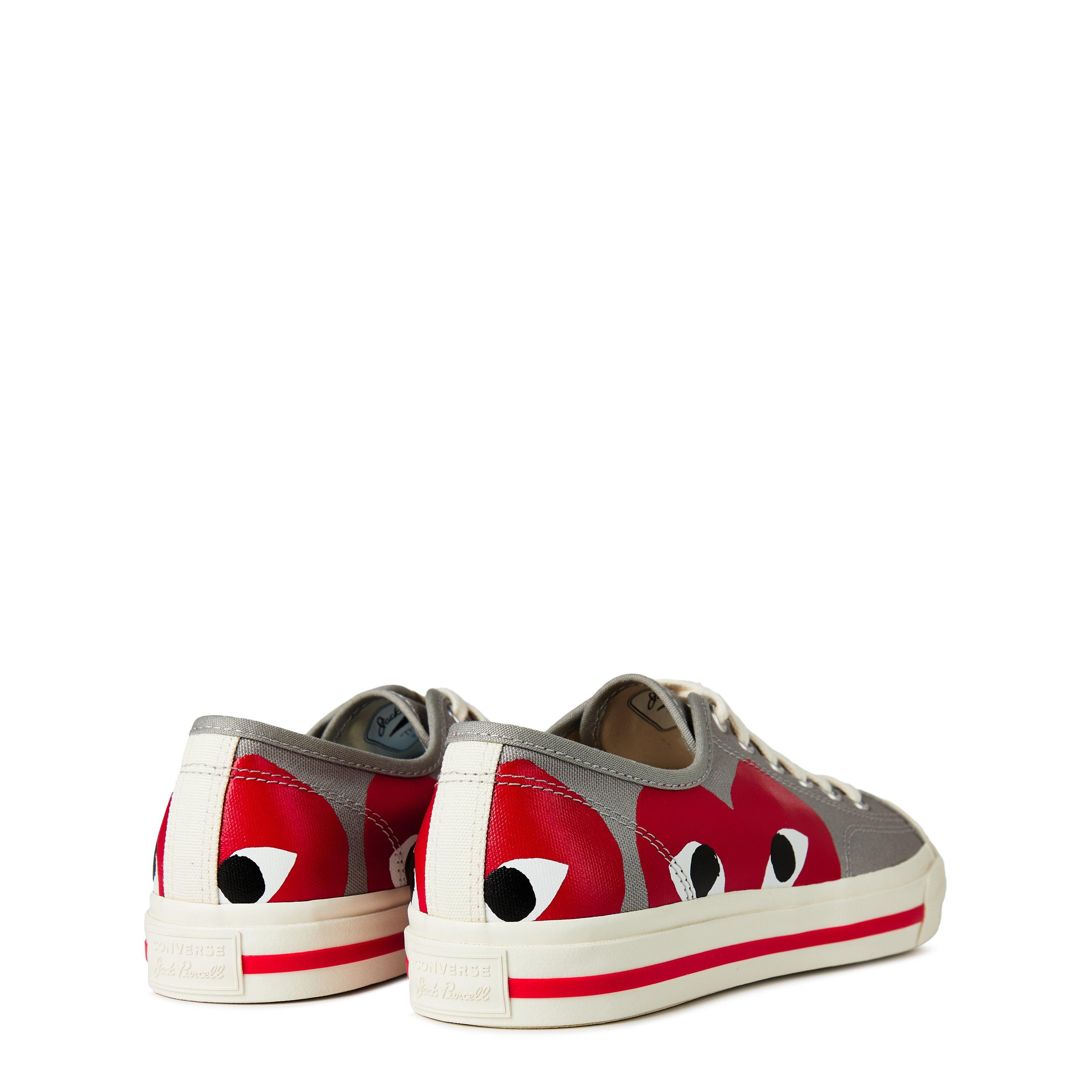 Grey & Red - Comme des Garcons PLAY - X Converse Jack Purcell Low Top Trainers - 4