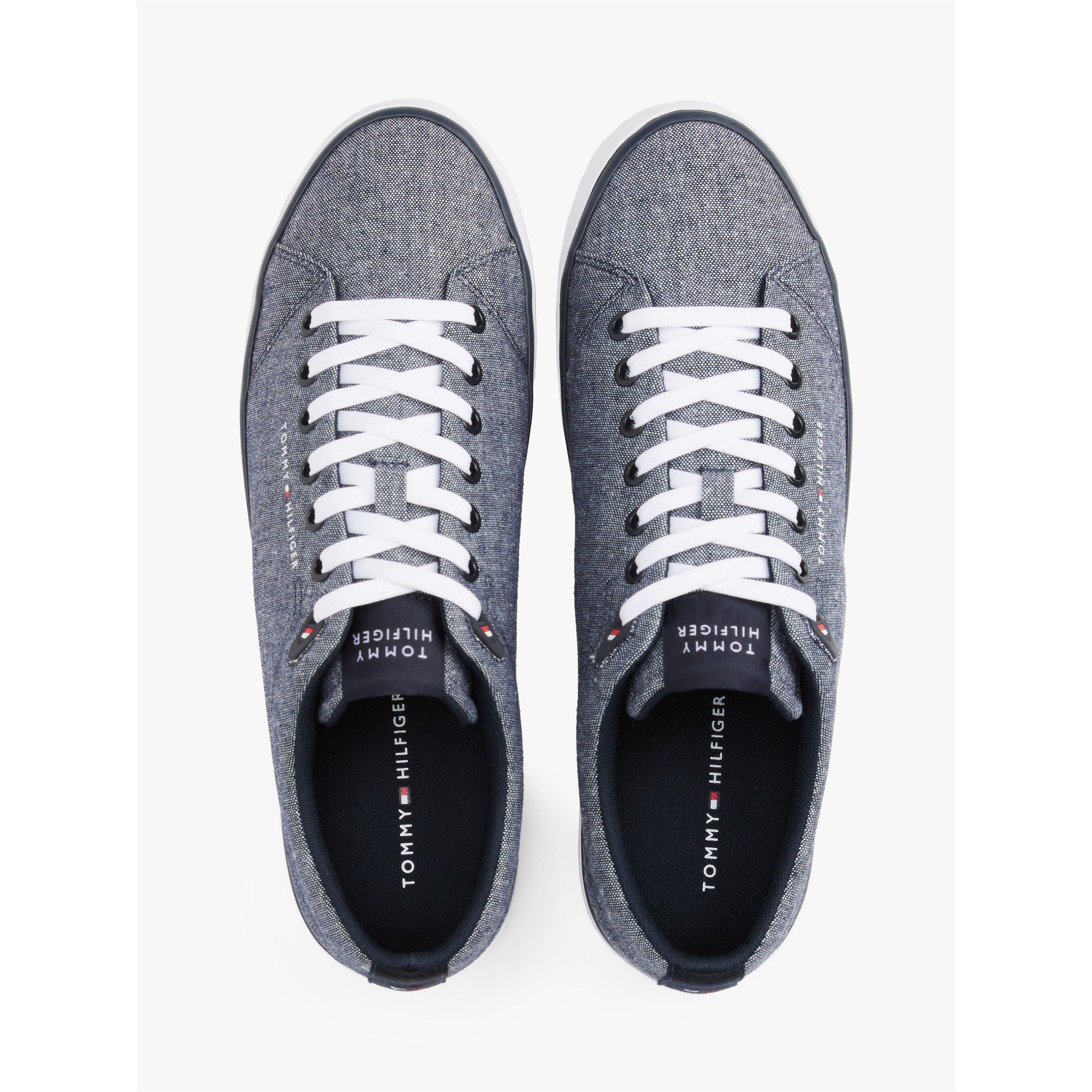 Navy Denim - Tommy Hilfiger - Men's Chambray Canvas Trainers - 4