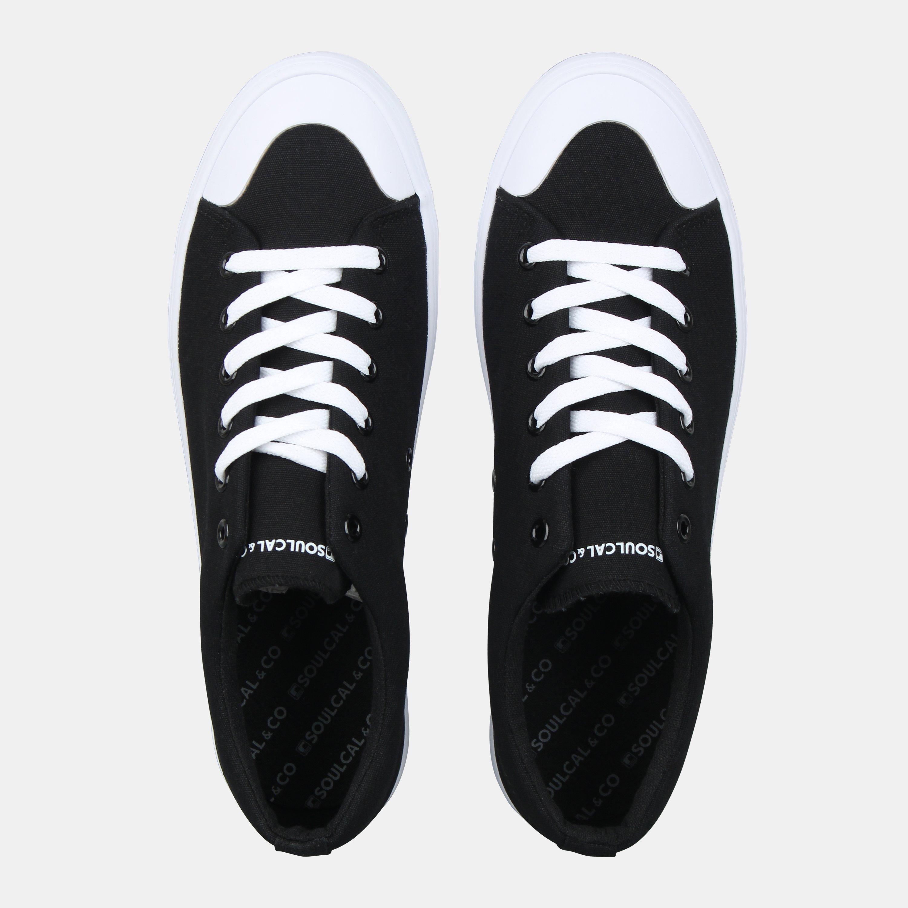 Black/White - SoulCal - Men's Canvas Lace Up Trainers - 4