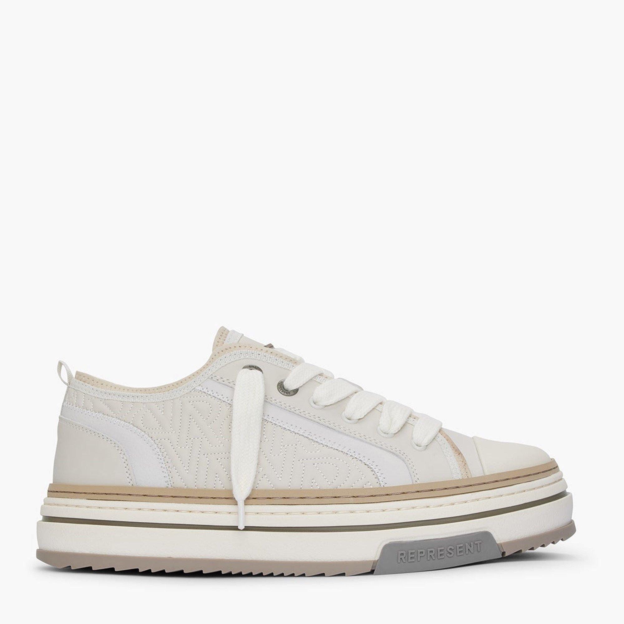 Represent Men's X Low Trainers, Layered Design, Chunky Laces - Vintage White - 6.5 (40.5)