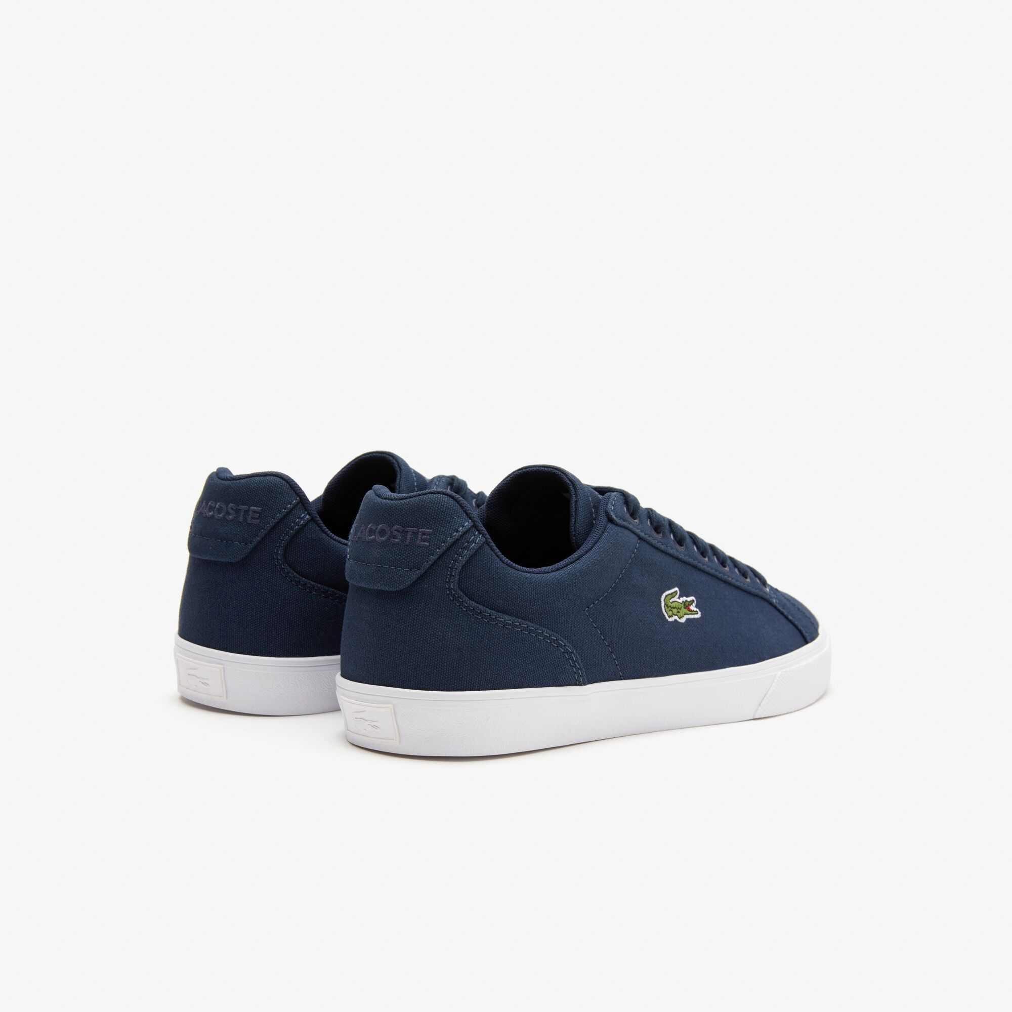 Marine/Blanc - Lacoste - Men's Lerond Pro Low Canvas Trainers - 3