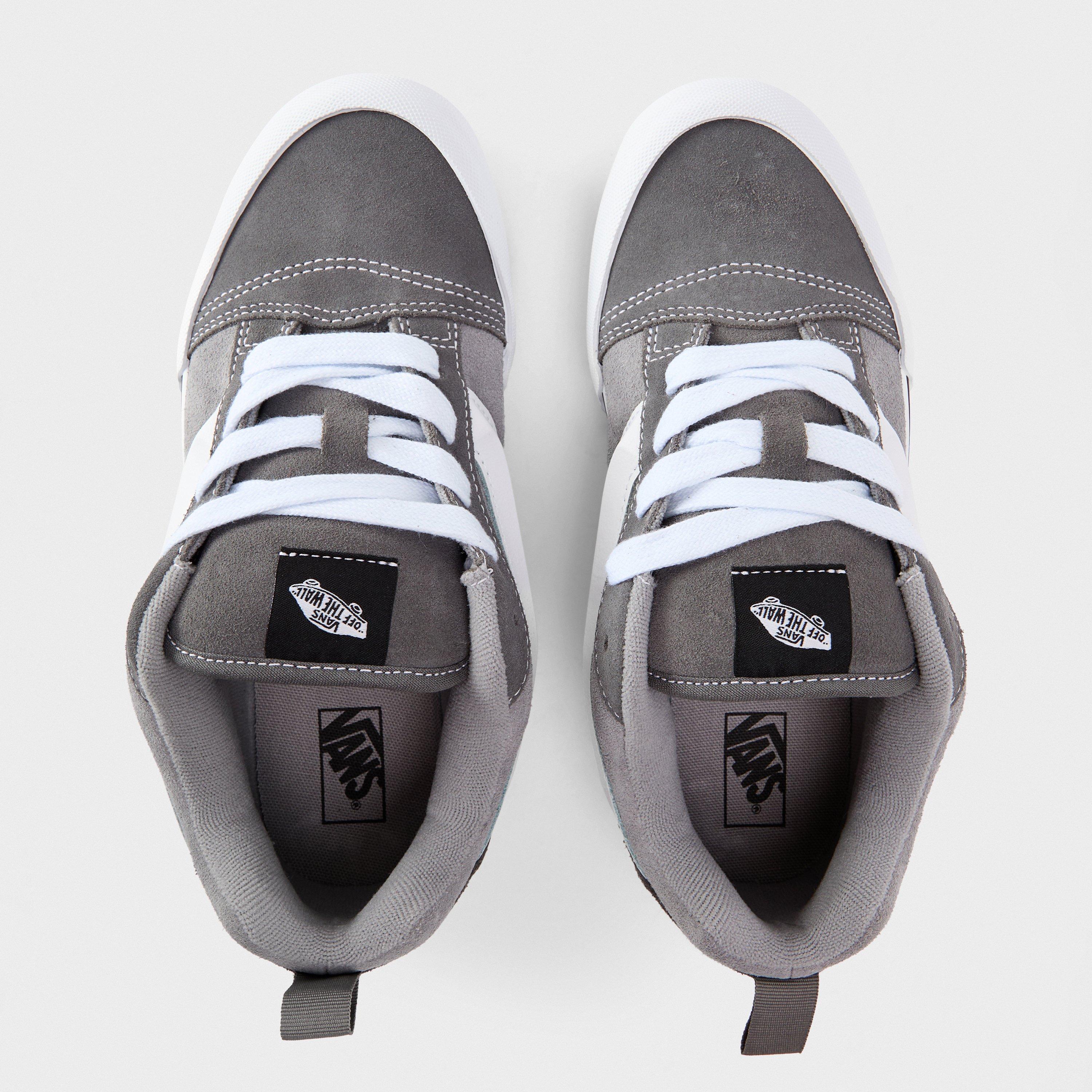 Grey/White - Vans - Knu Skool Black/White Canvas Trainers - 4