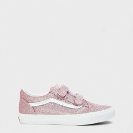 Vans Old Skool V Glitter Rose Gold Canvas Trainers Mens