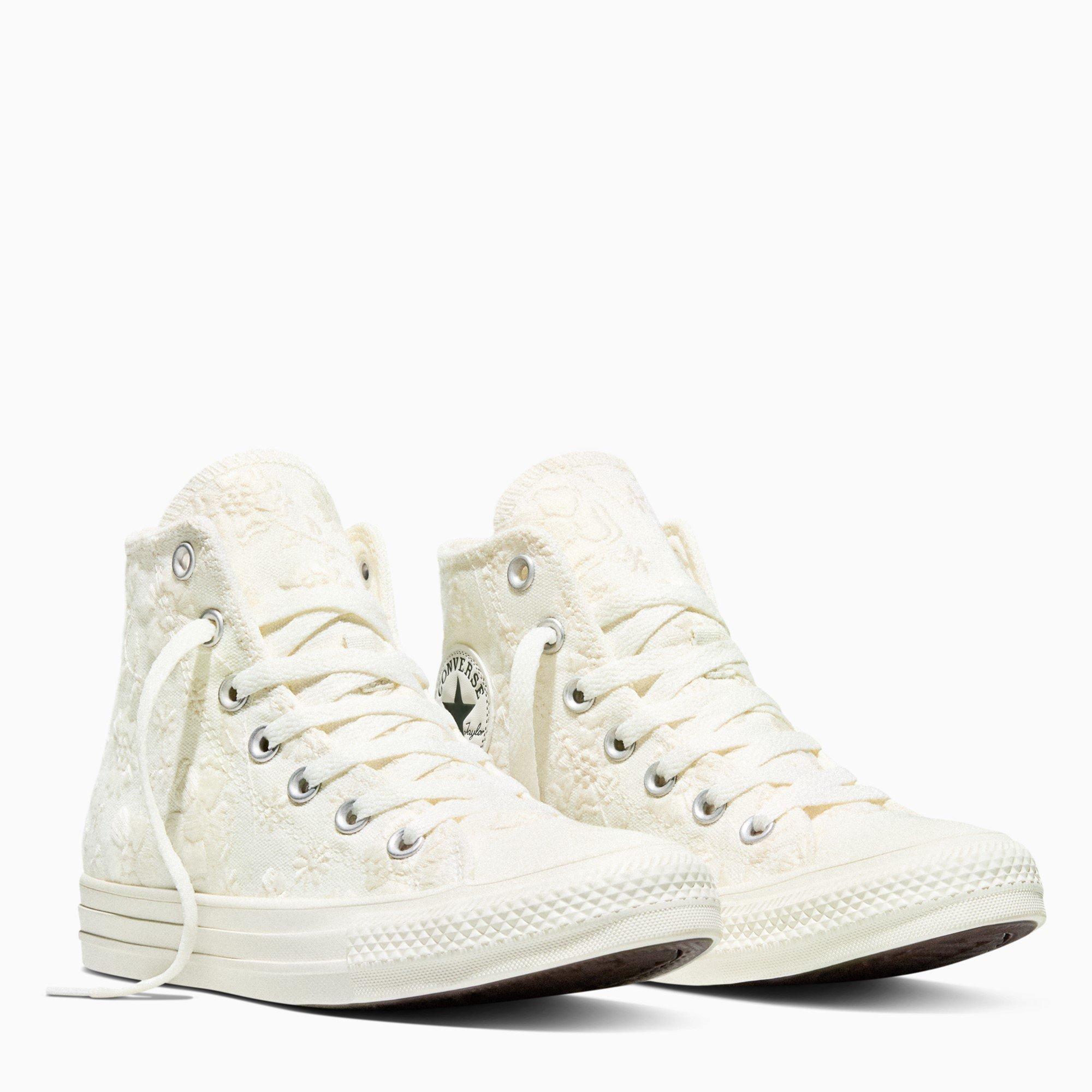 Egret/Black - Converse - Women's Canvas High-Top Trainers - 4