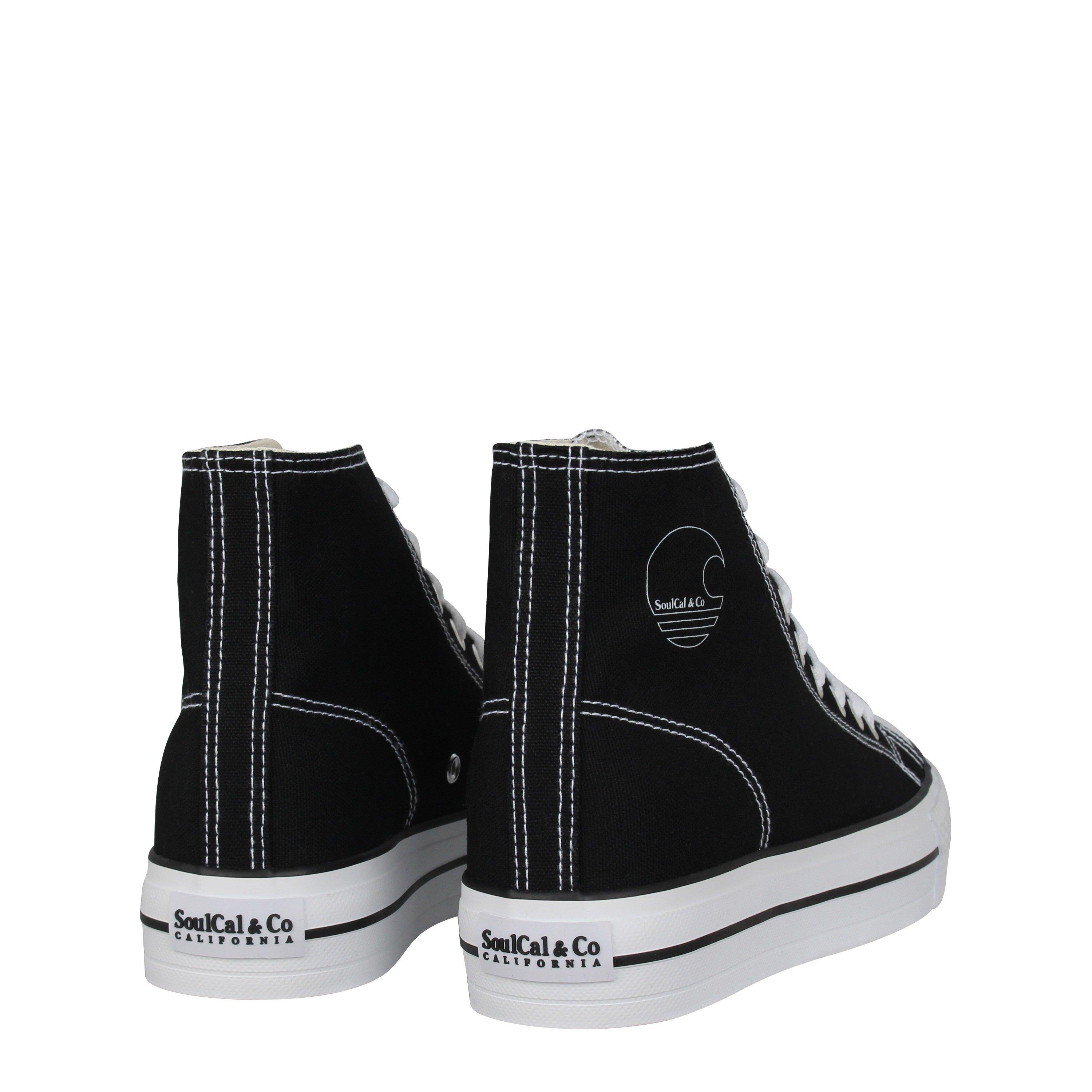 Black/White - SoulCal - Canvas High Top Platform Trainers Womens - 4