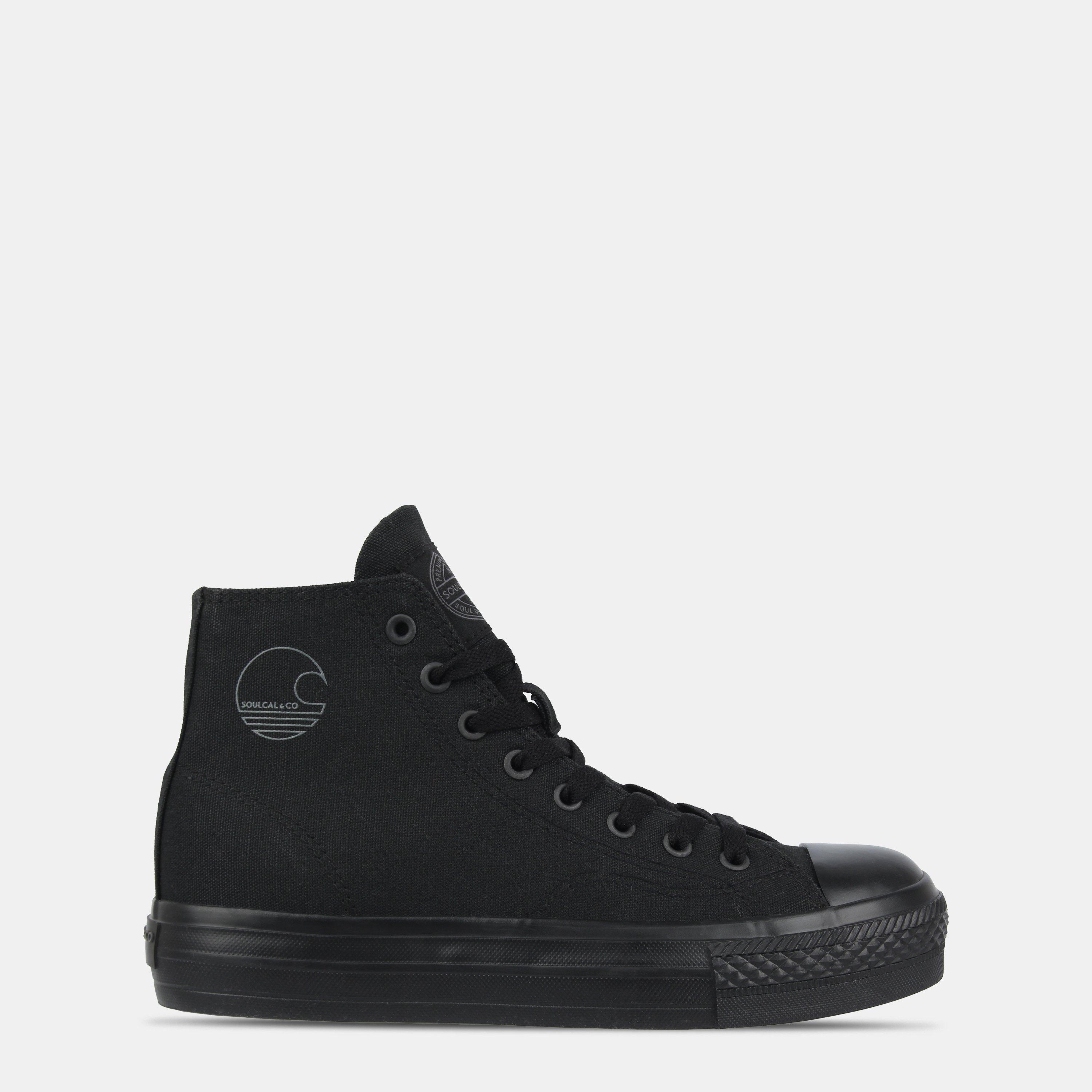 Soulcal Women's Canvas High Top Platform Trainers - Black/Black - 6 (39)