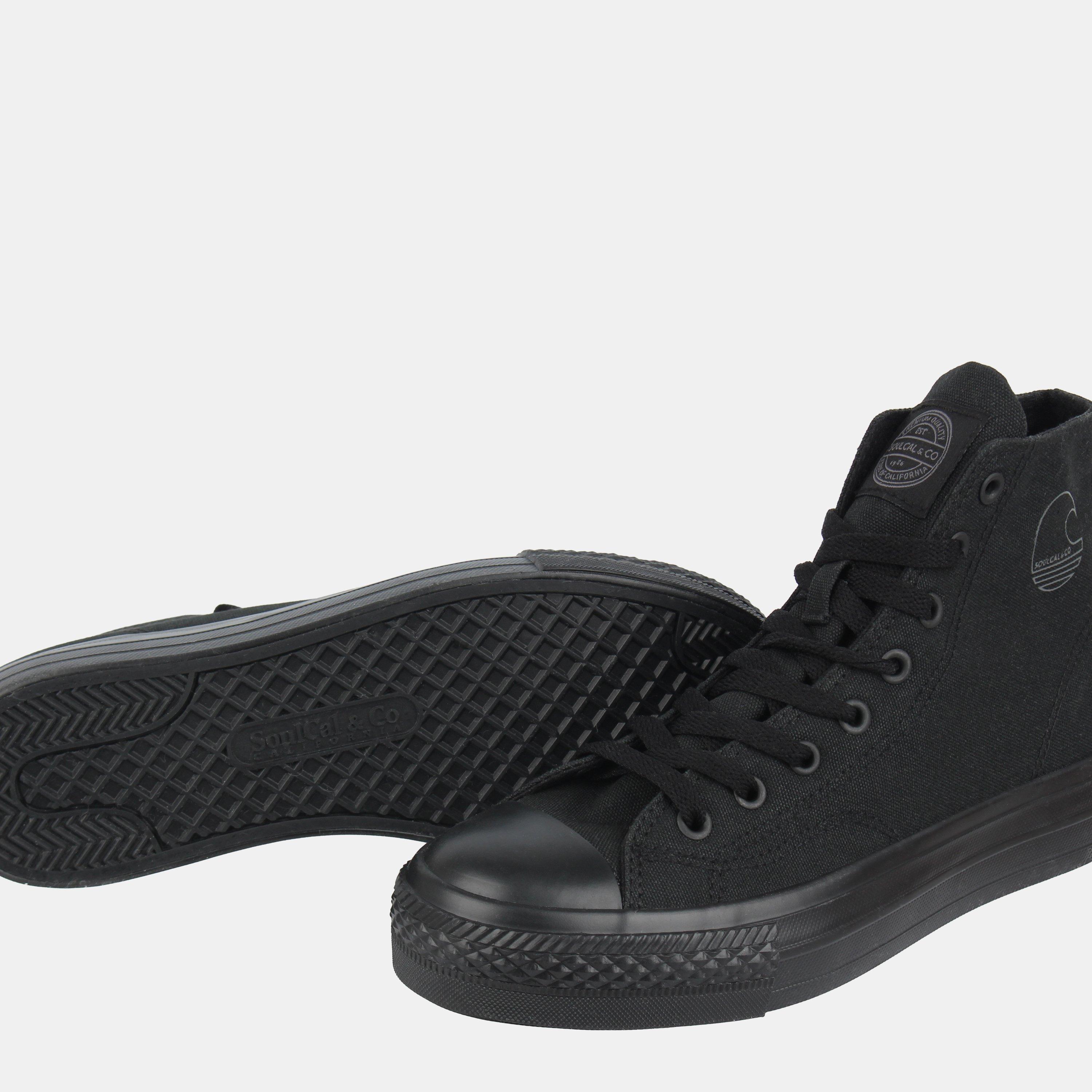 Black/Black - SoulCal - Canvas High Top Platform Trainers Womens - 3