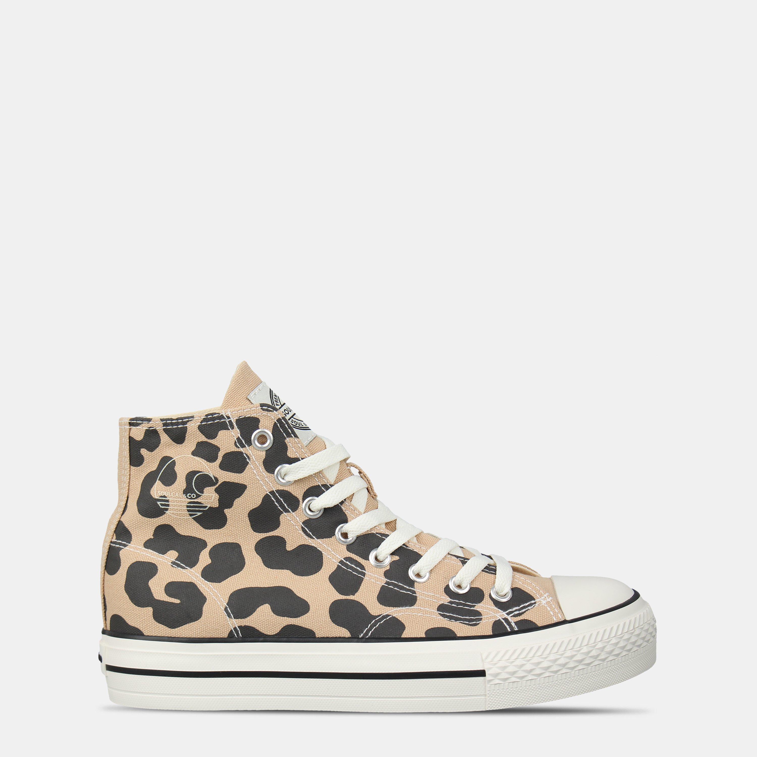 Soulcal Women's Canvas High Top Platform Trainers - Leopard - 7 (40)