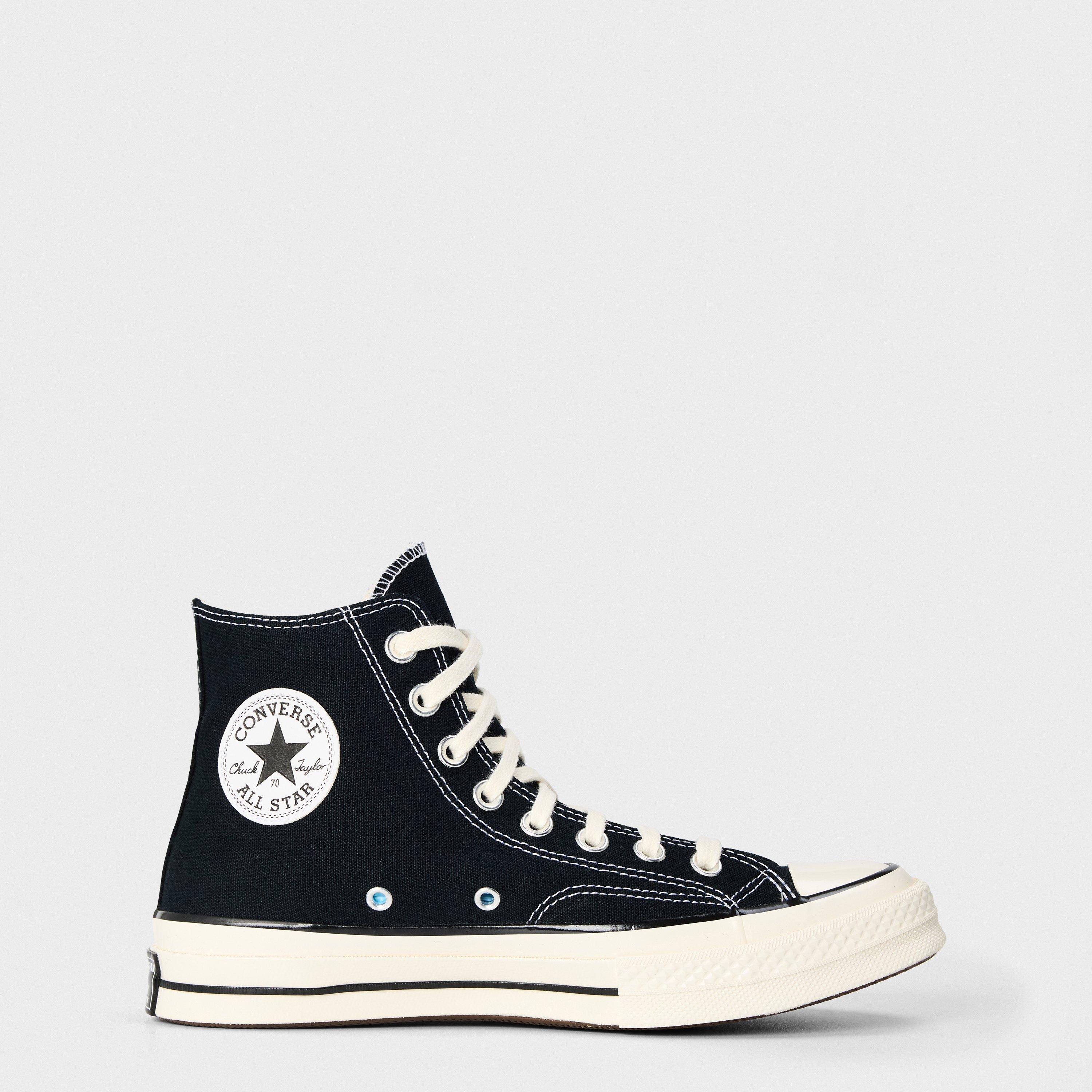 Converse Ox 70’s High-Top Canvas Trainers - Black/Egret - Size 4 (37)
