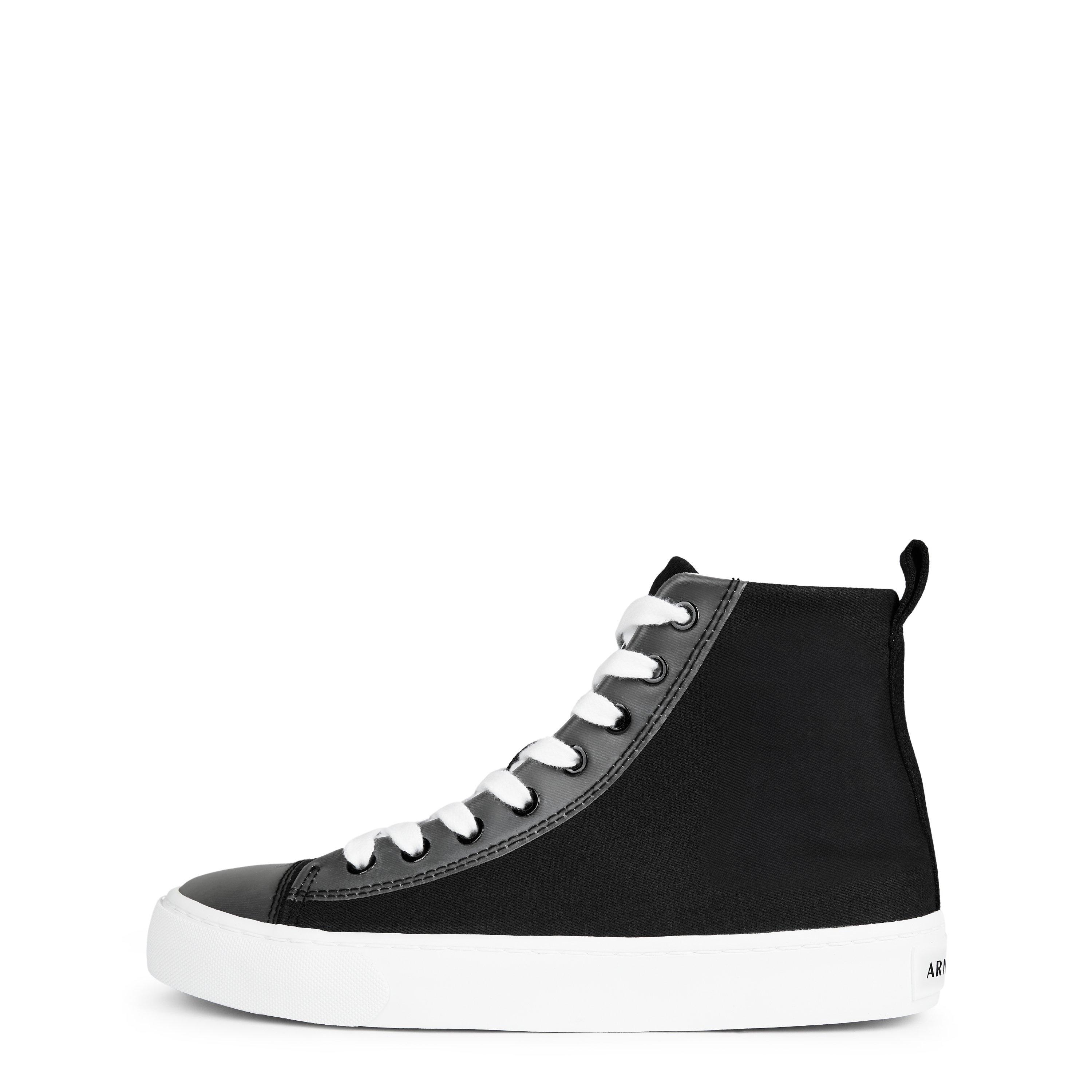 Sort/Hvid - Armani Exchange - Women's Canvas High-Top Trainers - 2