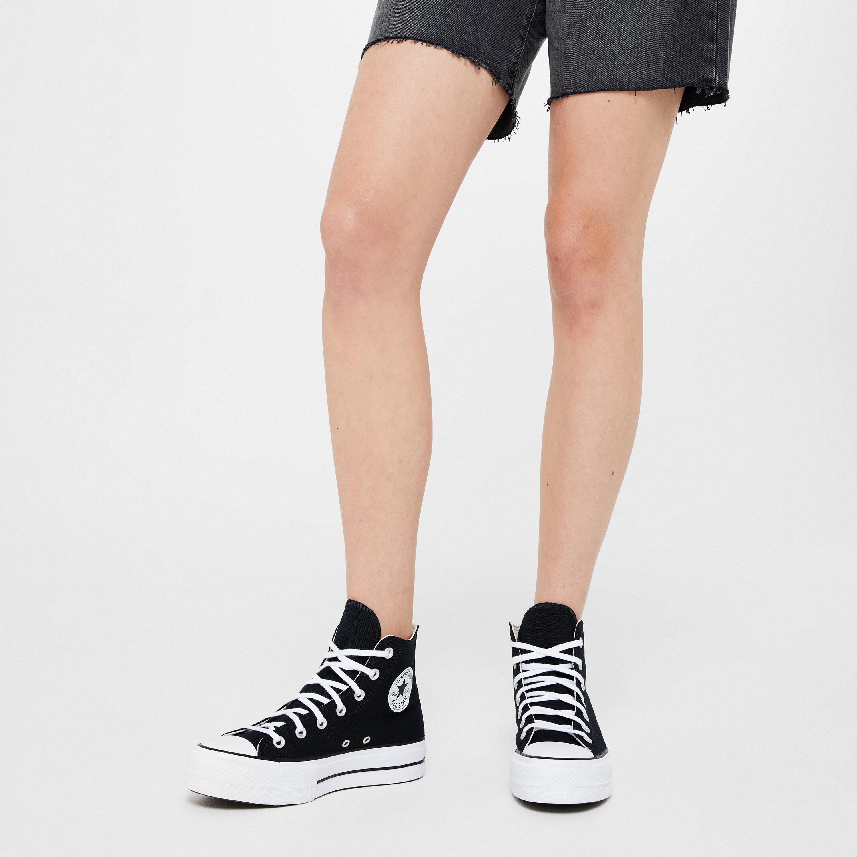 Blk/Wht 001 - Converse - All Star Platform High Top Trainers - 2