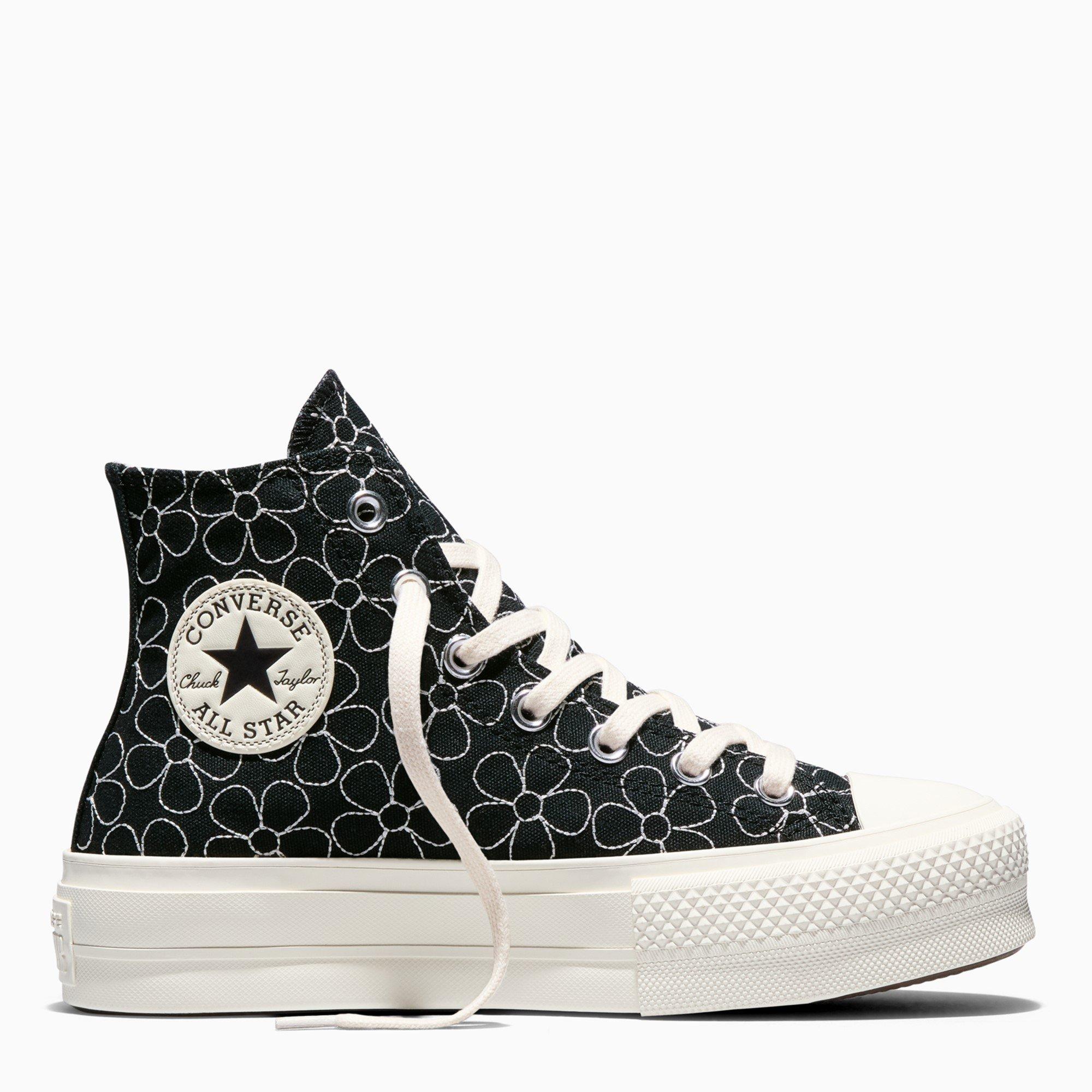 Black/Egret - Converse - Women's Canvas High-Top Trainers - 1
