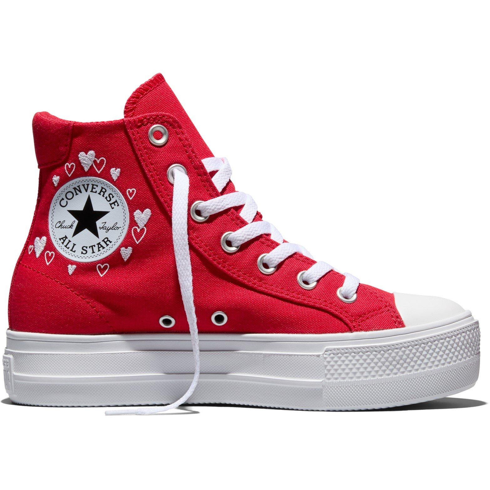 Converse Women's Day One Pit Canvas High-Top Trainers - Red/White - 6.5 (40.5)