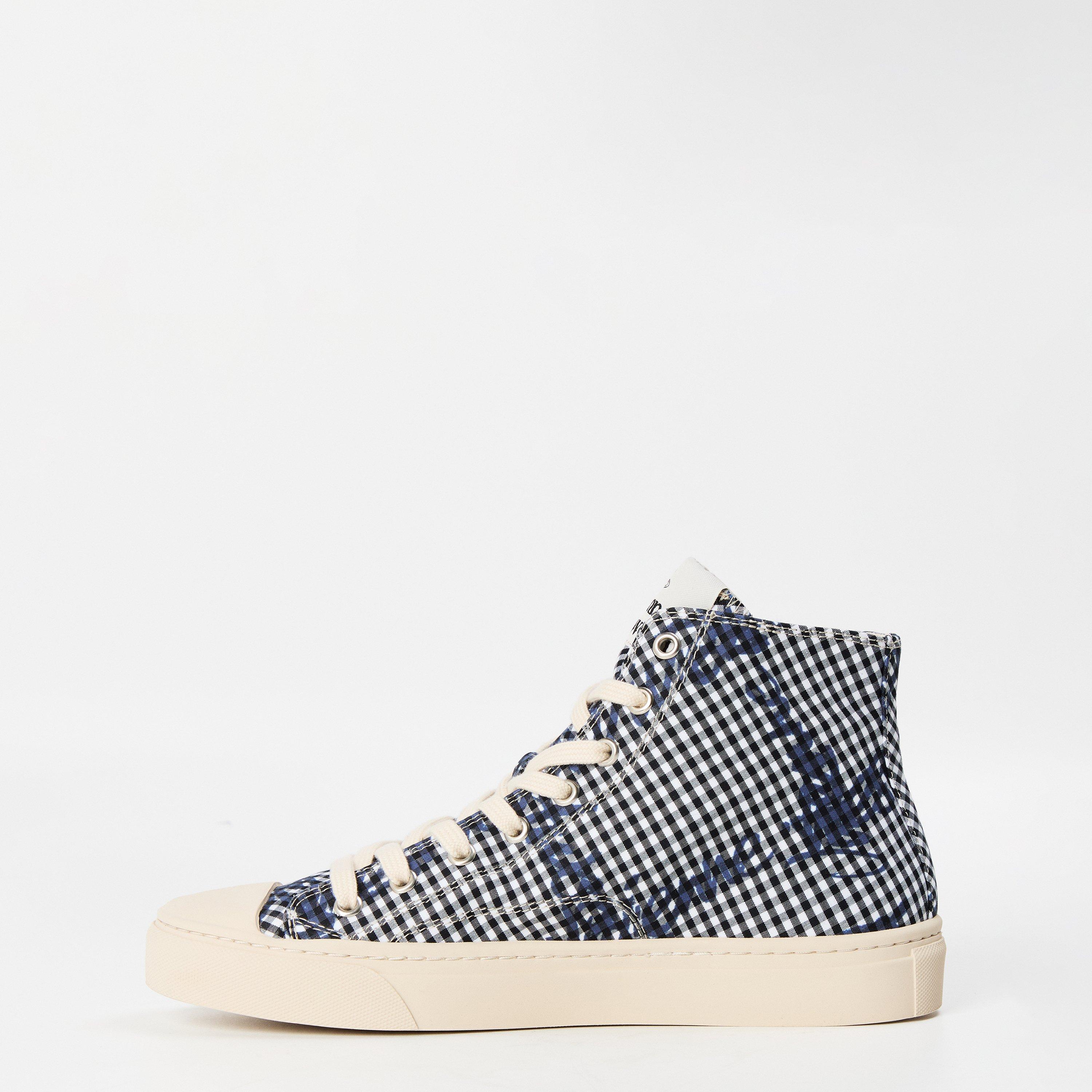 Navy Gingham - Vivienne Westwood - Women's Canvas High-Top Trainers - 2