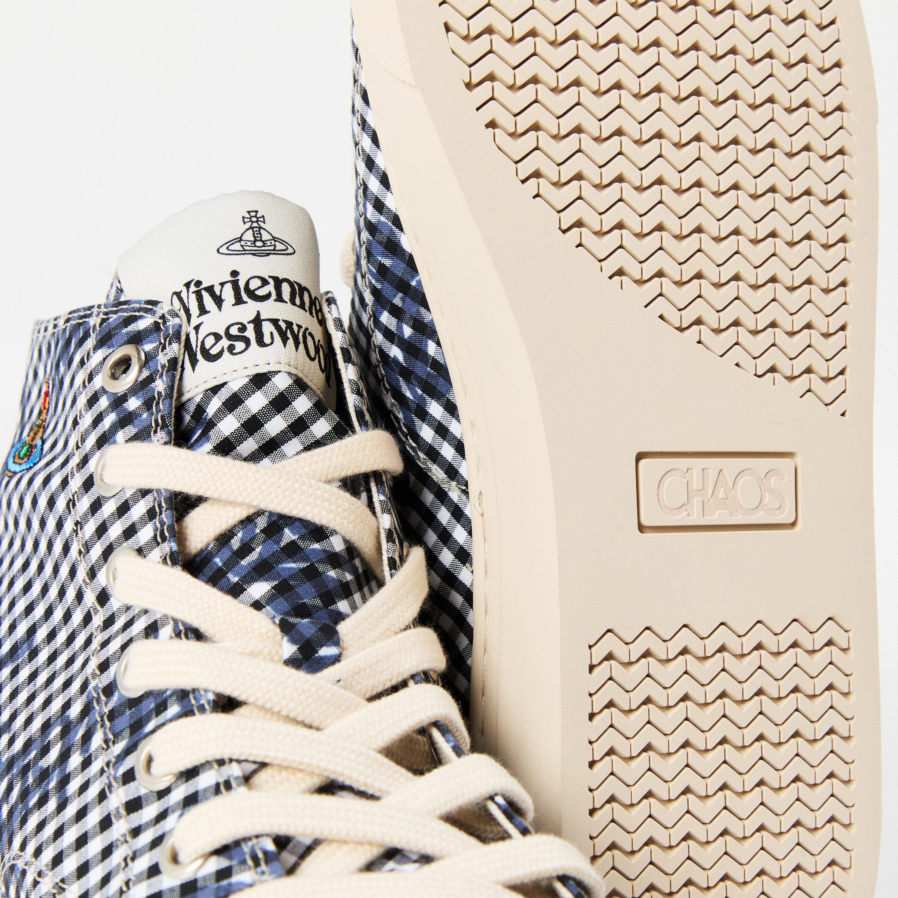 Navy Gingham - Vivienne Westwood - Women's Canvas High-Top Trainers - 4