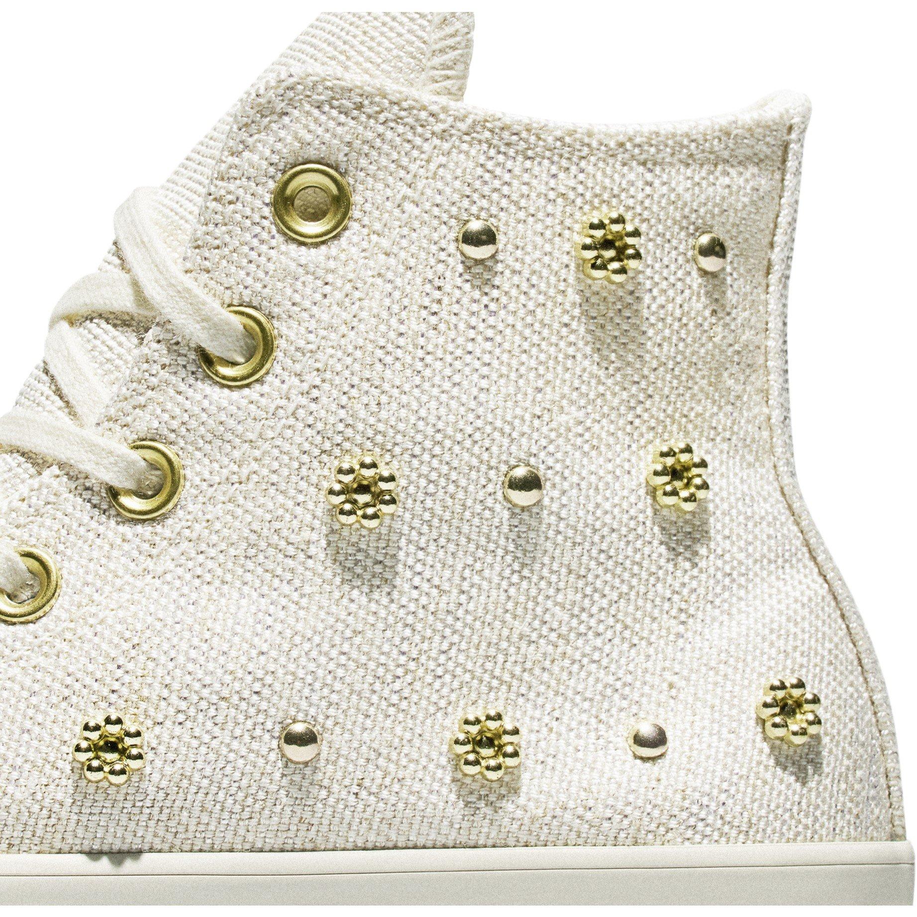 Egret/Gold/Blck - Converse - Women's Canvas High-Top Trainers - 4