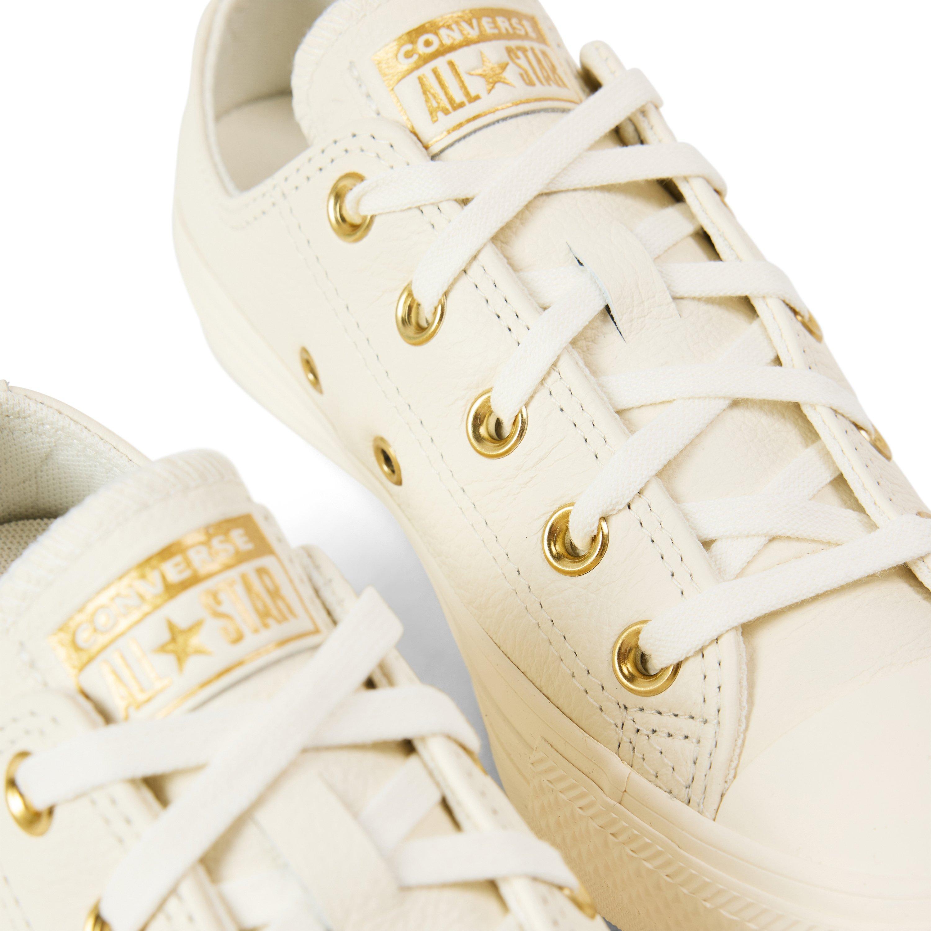 Egret/Egrt/Gold - Converse - Women's Chuck Taylor All Star Leather High-Top Trainers - 3
