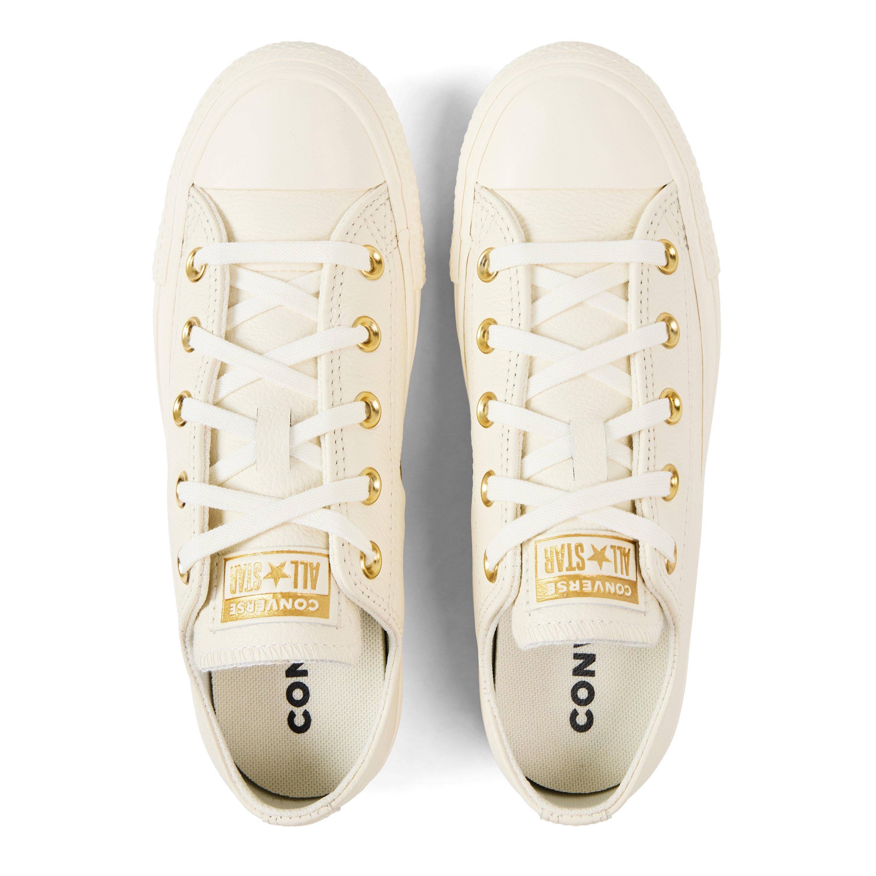 Egret/Egrt/Gold - Converse - Women's Chuck Taylor All Star Leather High-Top Trainers - 4