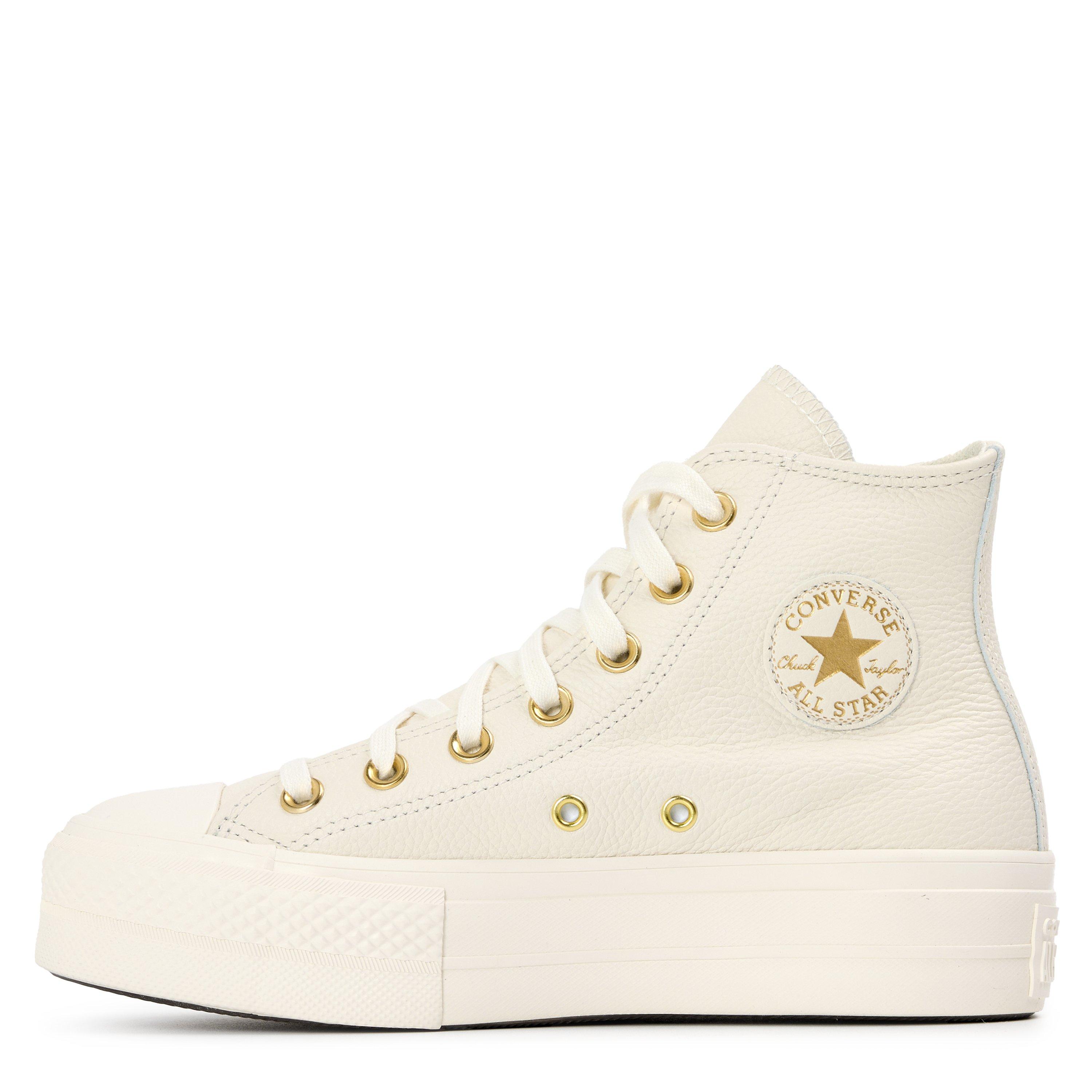 Egret/Egrt/Gold - Converse - Women's Chuck Taylor All Star Leather High-Top Trainers - 2