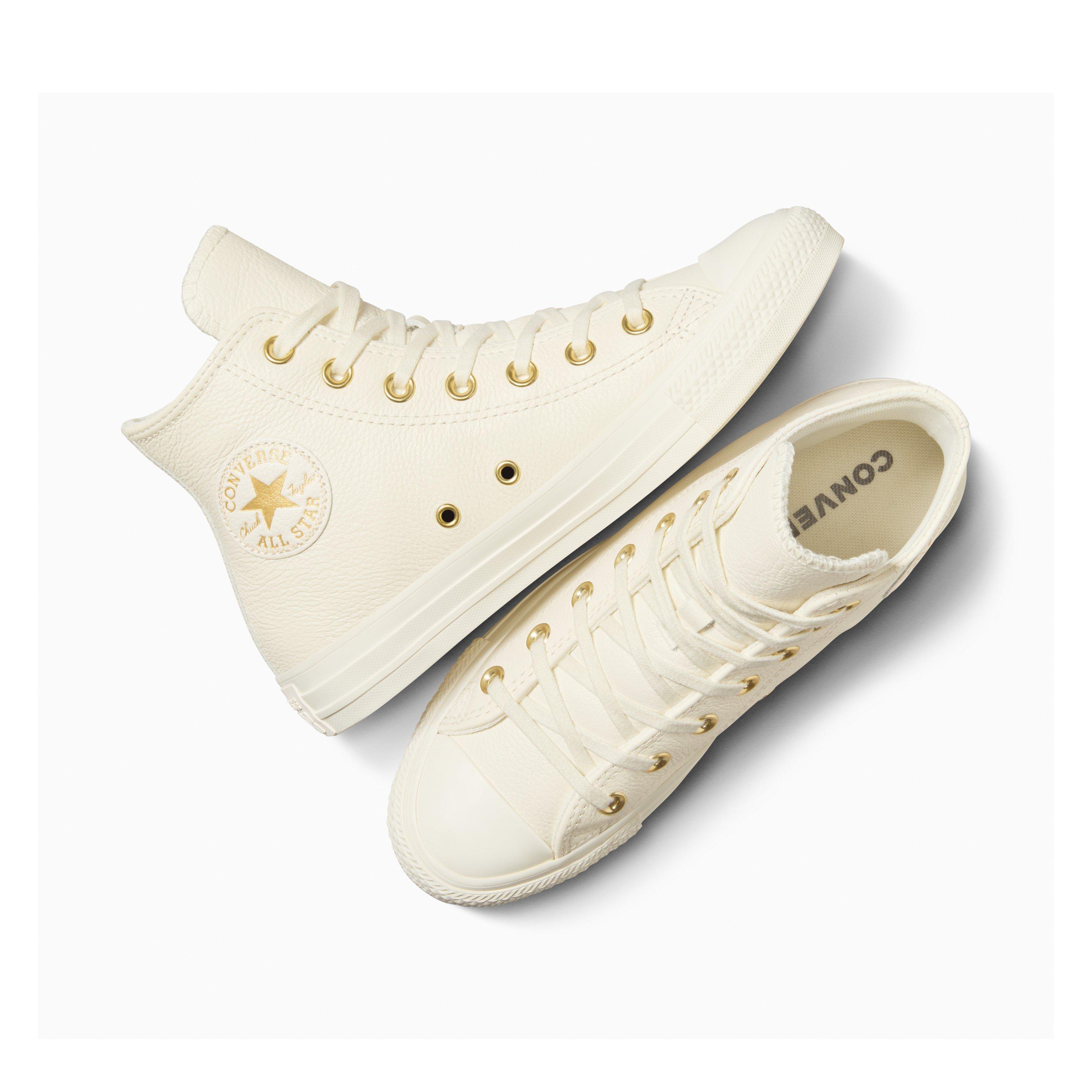 Egret/Egrt/Gold - Converse - Women's Chuck Taylor All Star Leather High-Top Trainers - 4