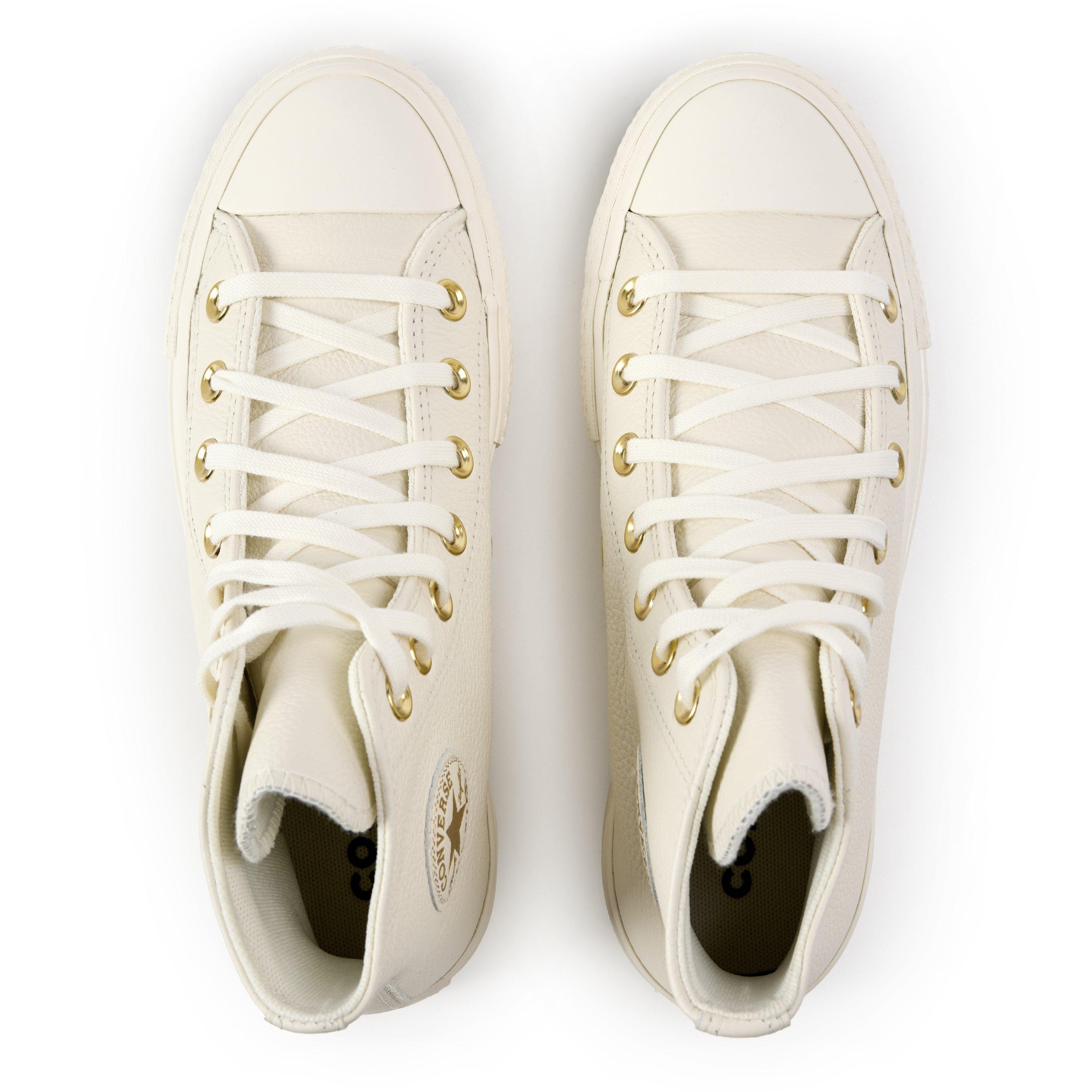 Egret/Egrt/Gold - Converse - Women's Chuck Taylor All Star Leather High-Top Trainers - 6