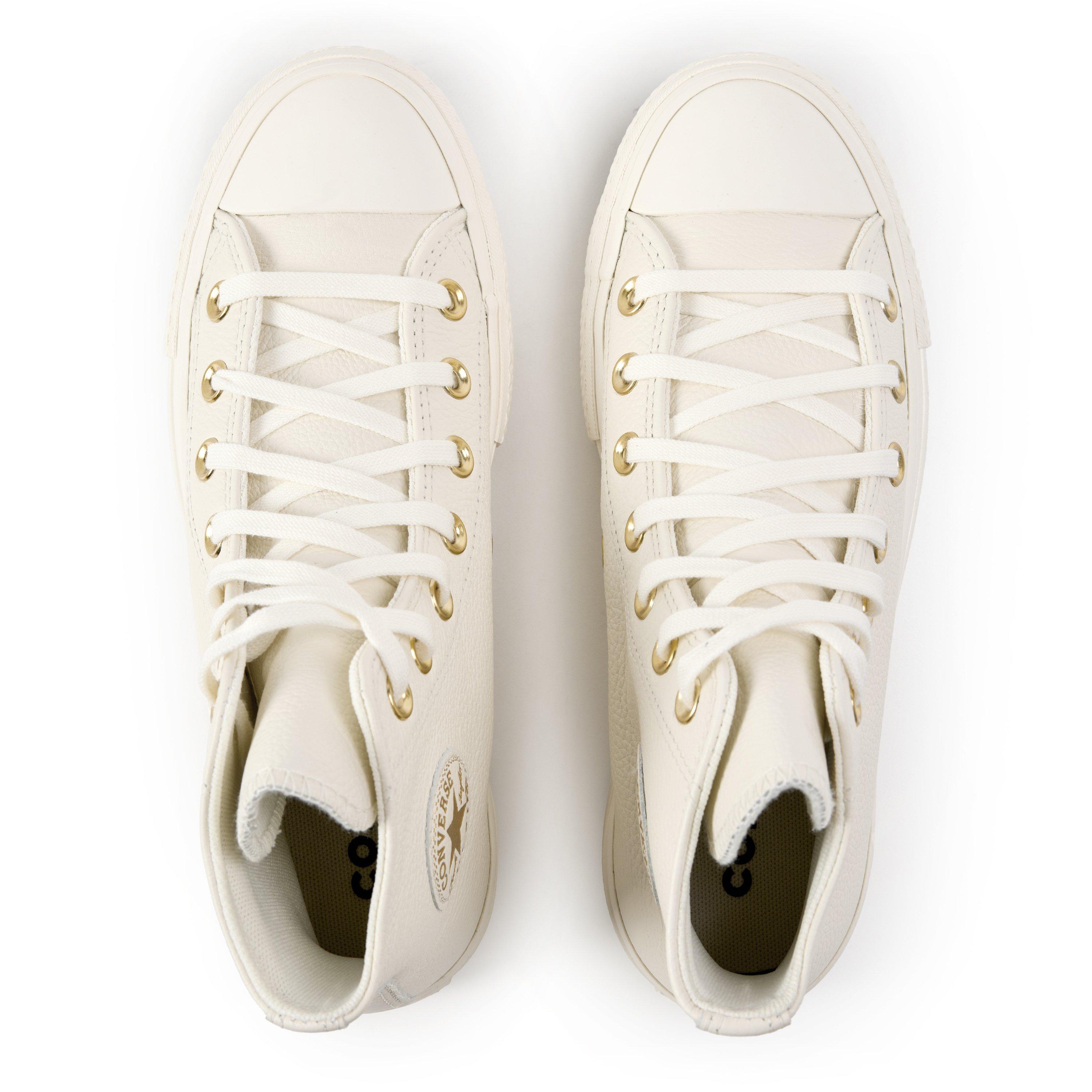 Egret/Egrt/Gold - Converse - Women's Chuck Taylor All Star Lift Leather High-Top Trainers - 6
