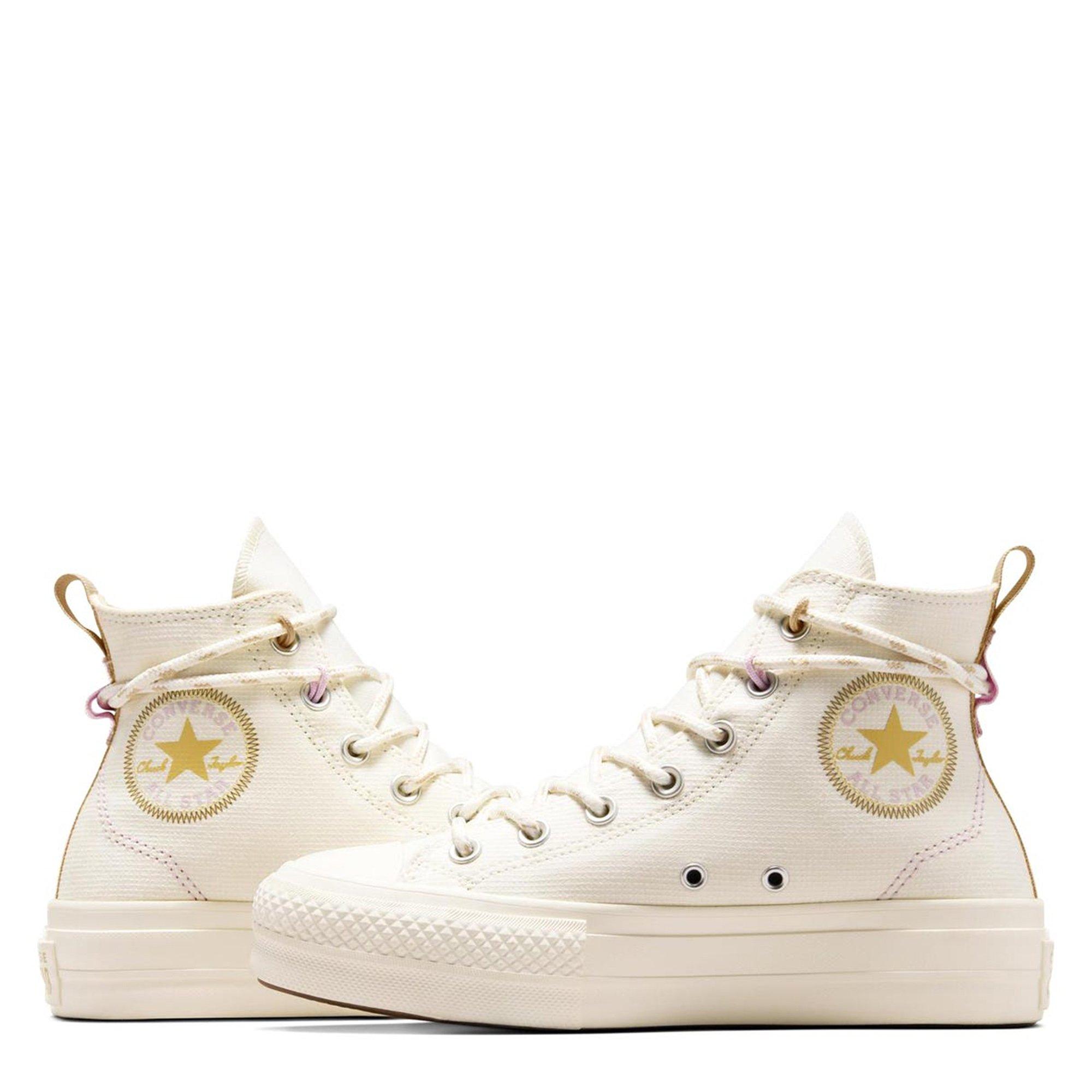 Beige - Converse - Converse Chuck Taylor All Star Lift High Top Sneakers Womens - 7
