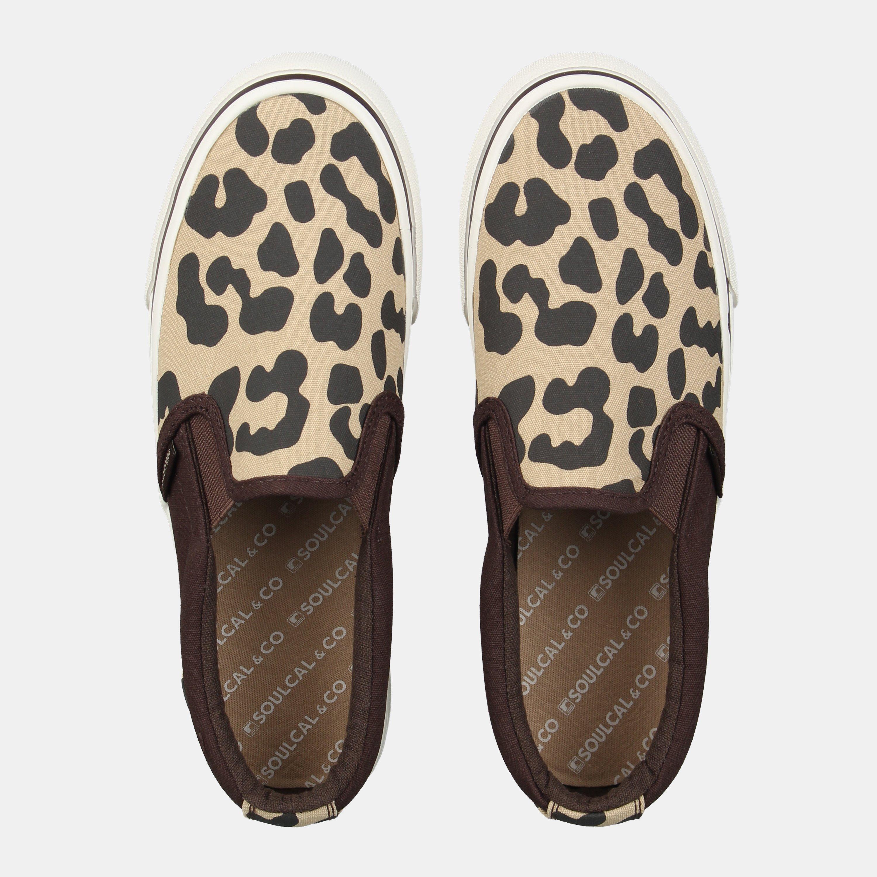 Leopard - SoulCal - Women's Canvas Slip On Trainers - 4