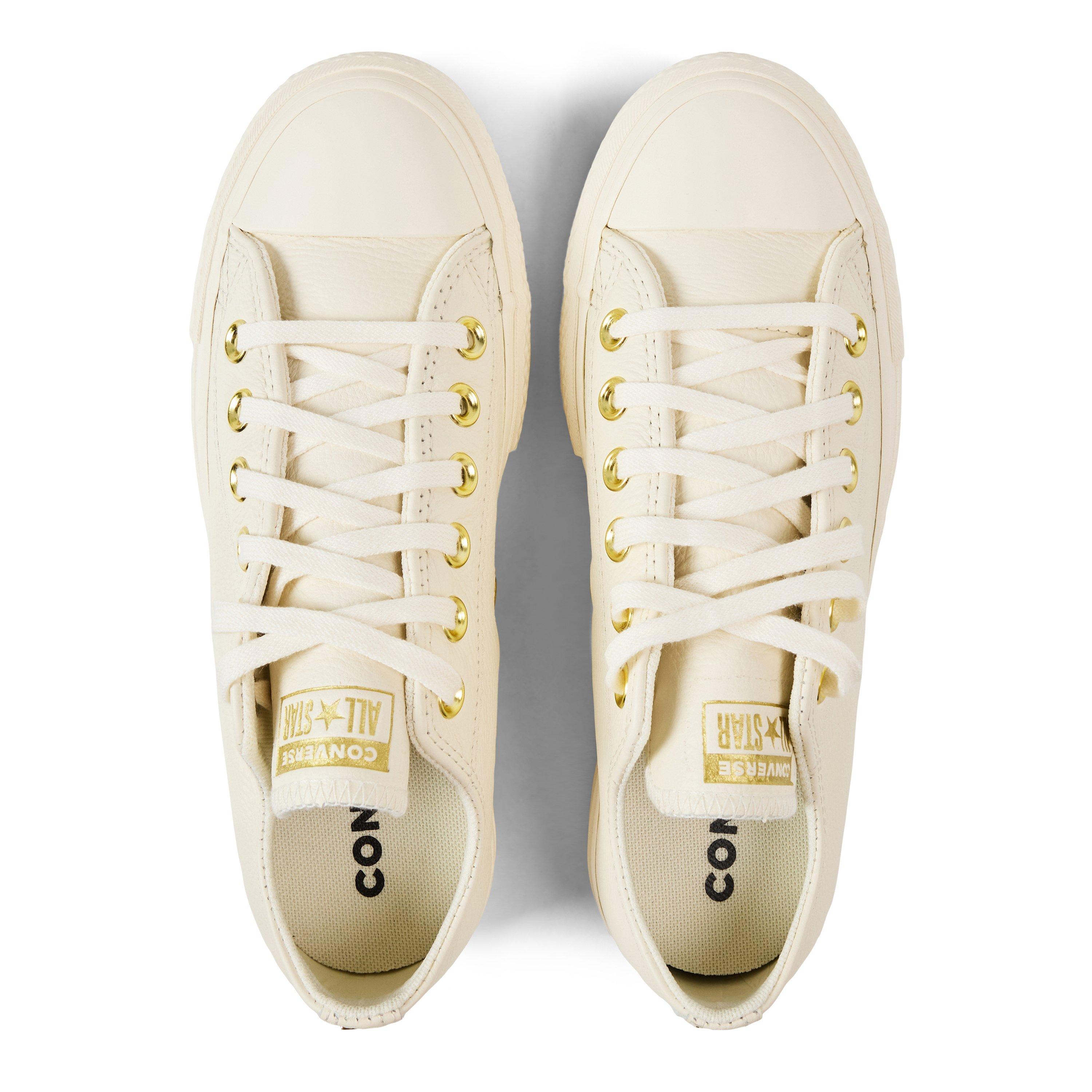 Egret/Egrt/Gold - Converse - Women's Chuck Taylor All Star Lift Leather Canvas Trainers - 4