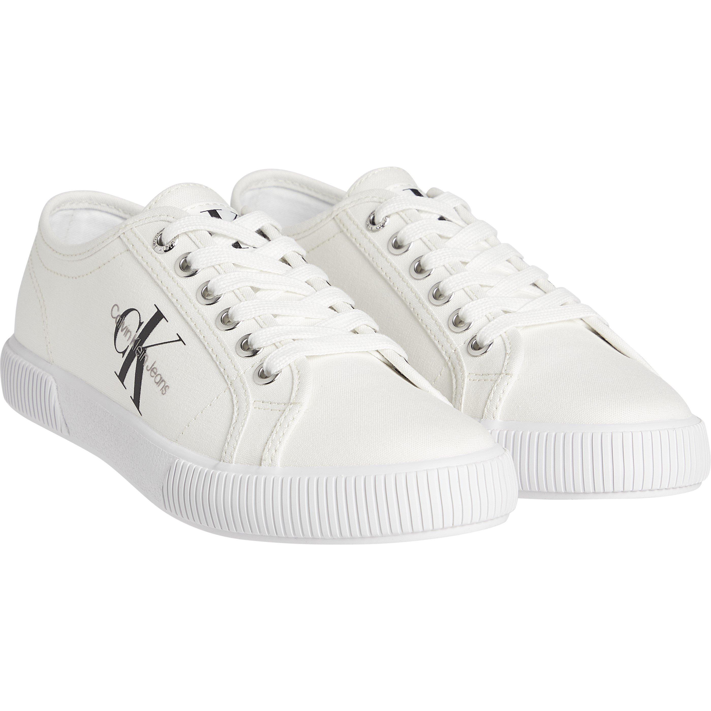 White - Calvin Klein Jeans - Mono Canvas Low Trainers - 2