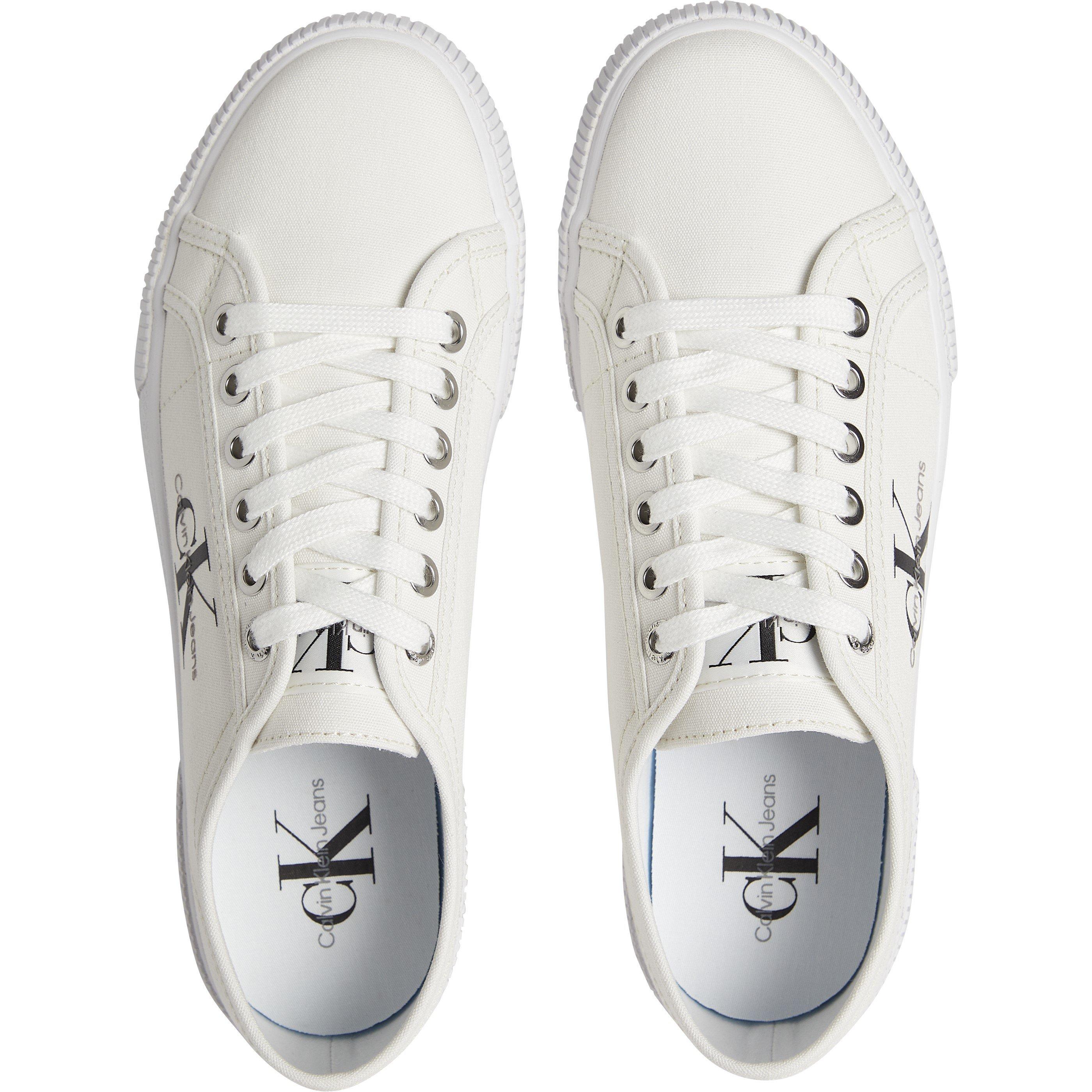 White - Calvin Klein Jeans - Mono Canvas Low Trainers - 5