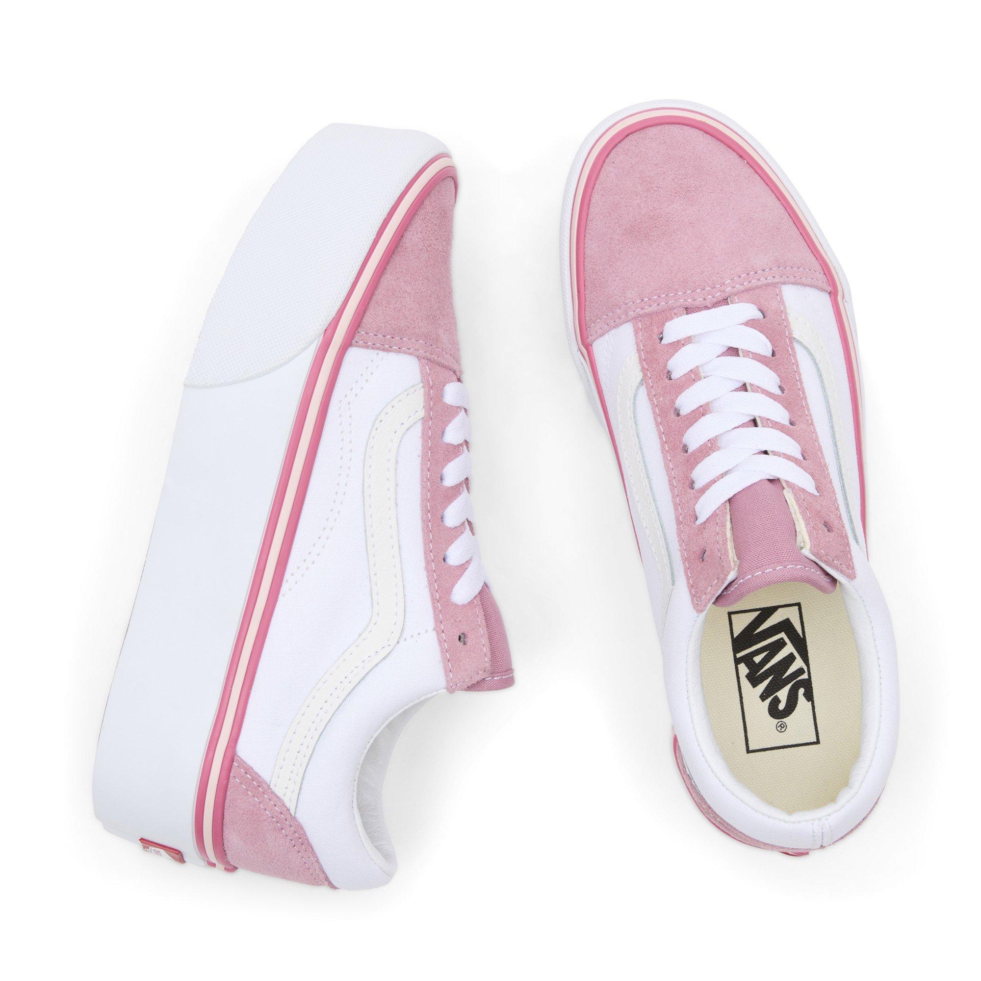 White/Pink - Vans - Women's Old School Platform Canvas Trainers - 2