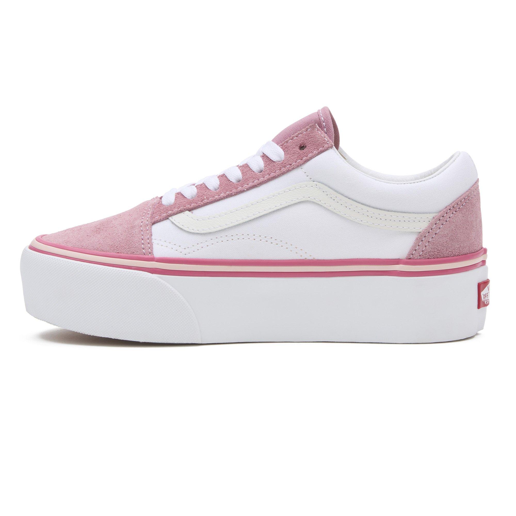 White/Pink - Vans - Women's Old School Platform Canvas Trainers - 4