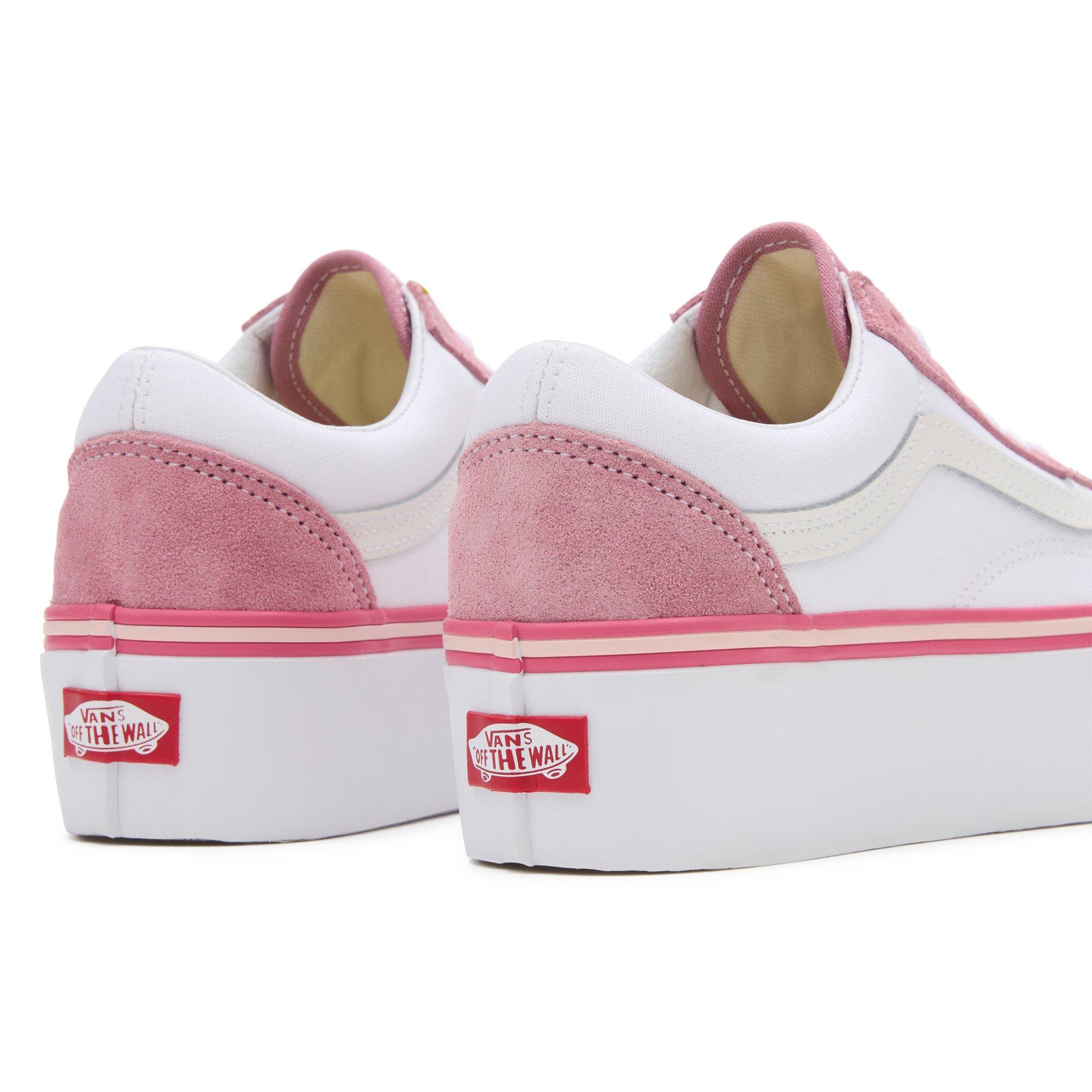 White/Pink - Vans - Women's Old School Platform Canvas Trainers - 6