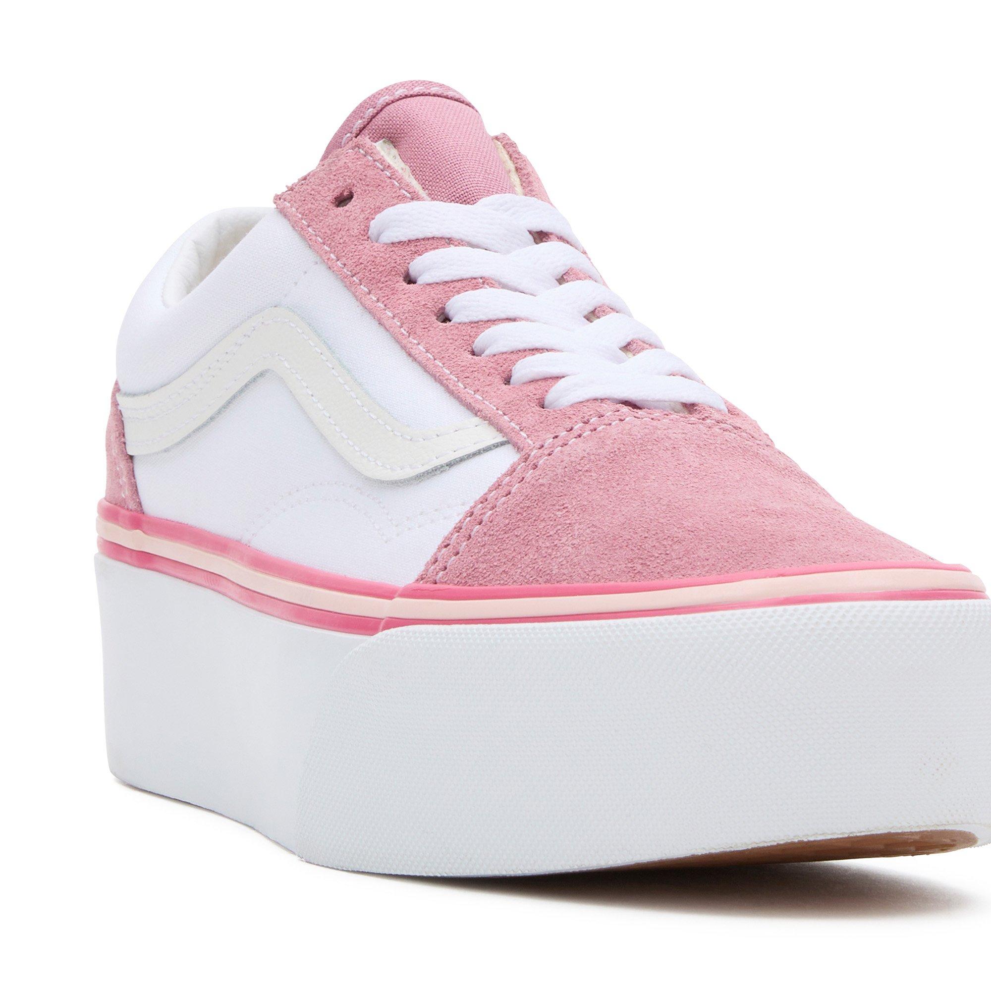 White/Pink - Vans - Women's Old School Platform Canvas Trainers - 7
