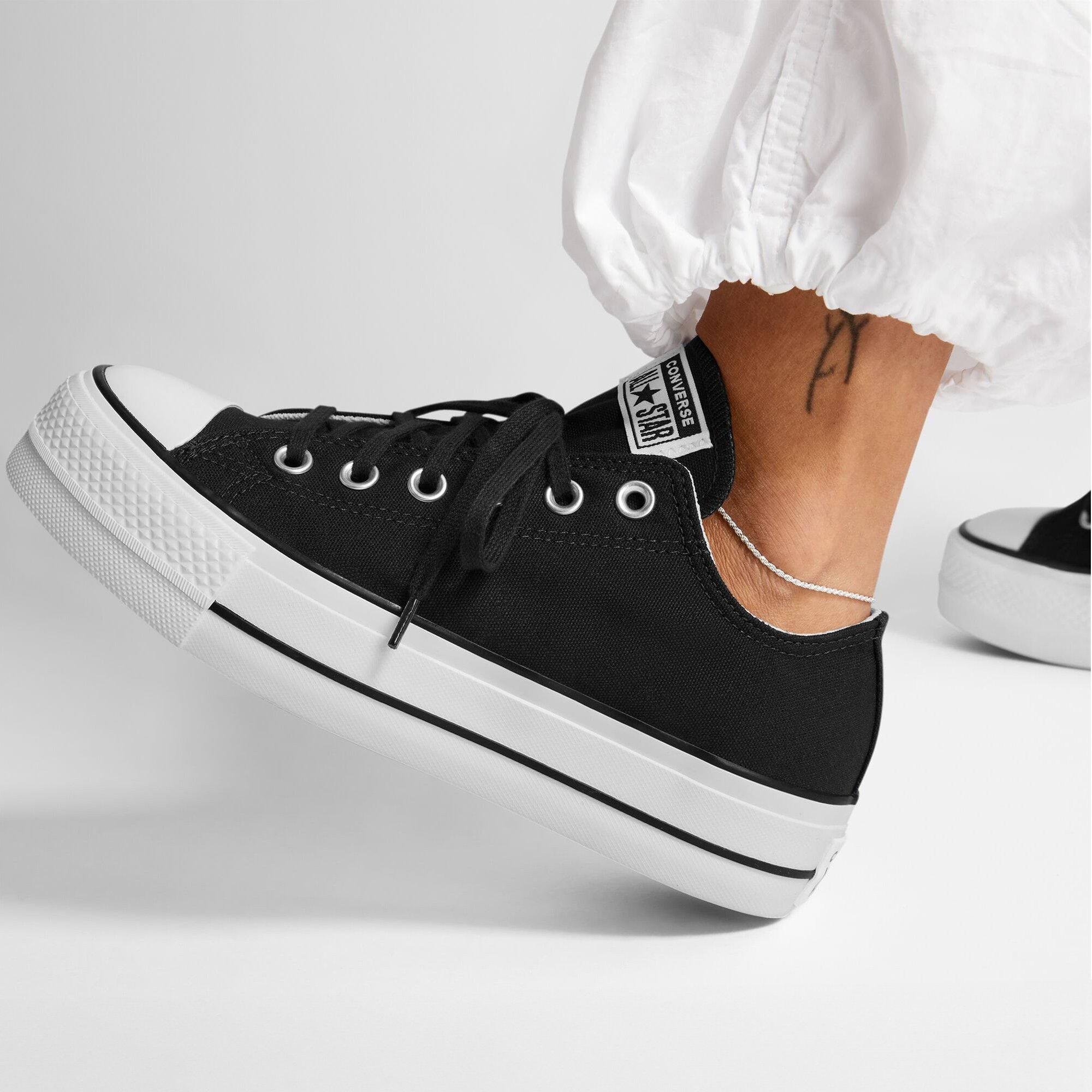 Black/White/Wht - Converse - Converse Chuck Taylor All Star Lift Platform Shoes Womens - 8