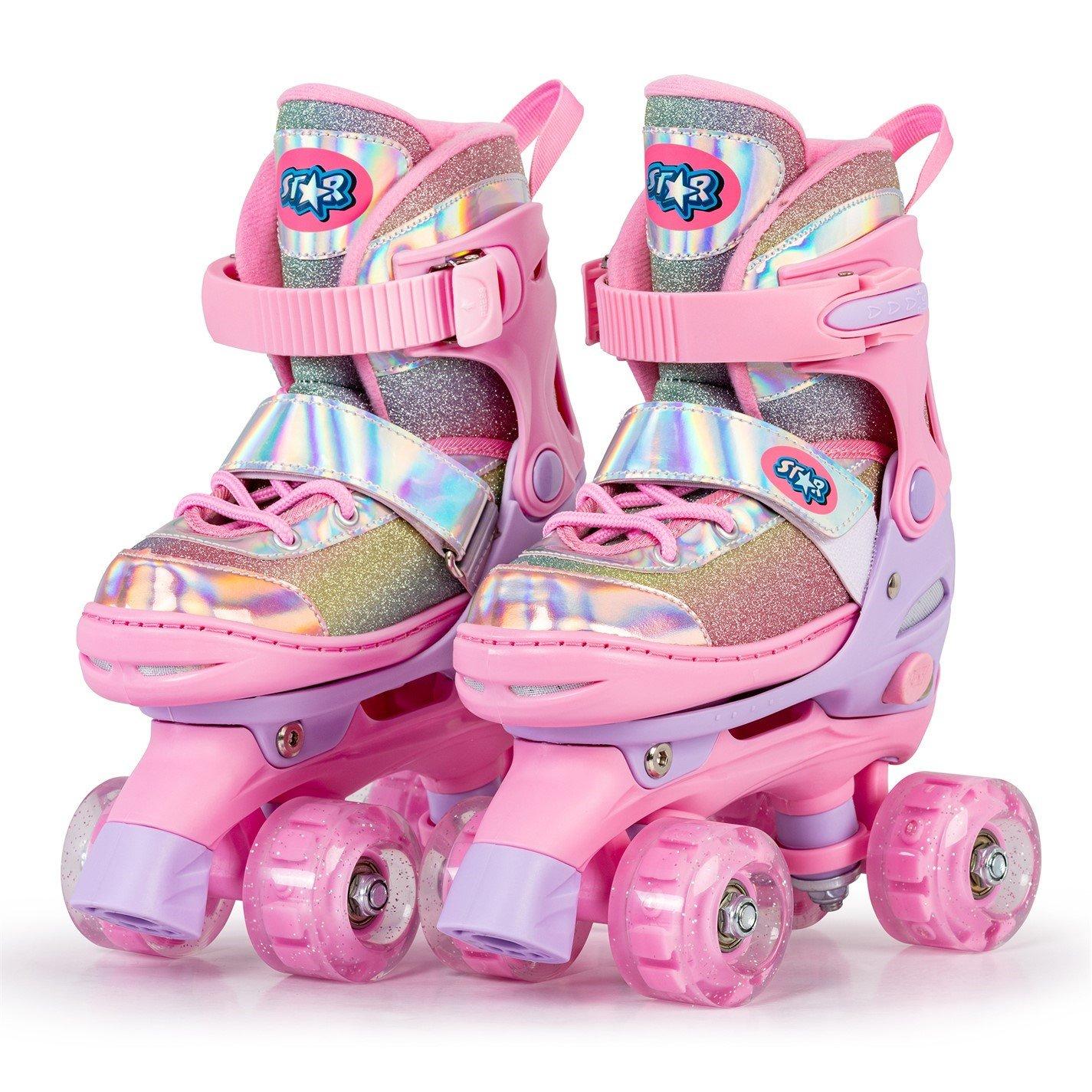 Pink - Star - Sparkle Glide Roller Skates with LED Wheels Junior - 1