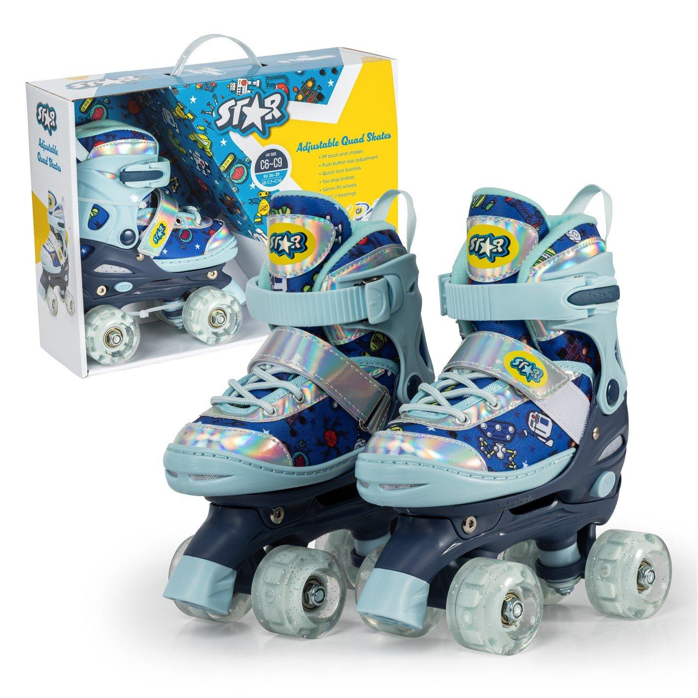 Blue - Star - Rollerskates for Kids with Light up Wheels - 3