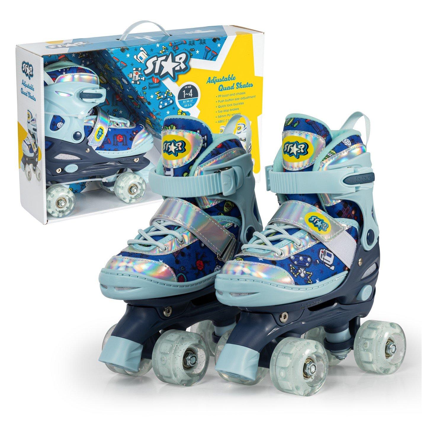 Blue - Star - Rollerskates for Kids with Light up Wheels - 5