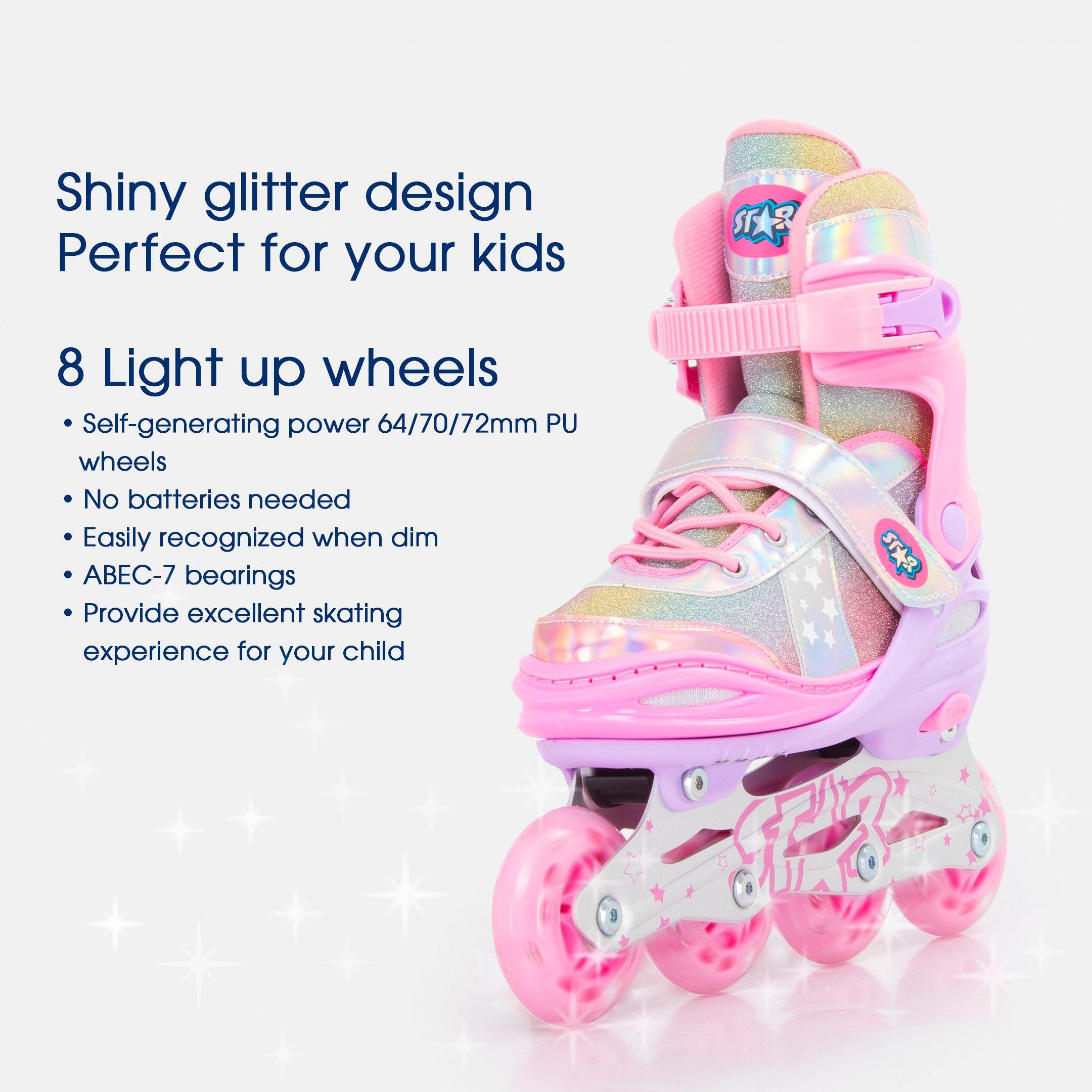 Purple/Pink - Star - Inline Skates with LED Wheel Kids - 3