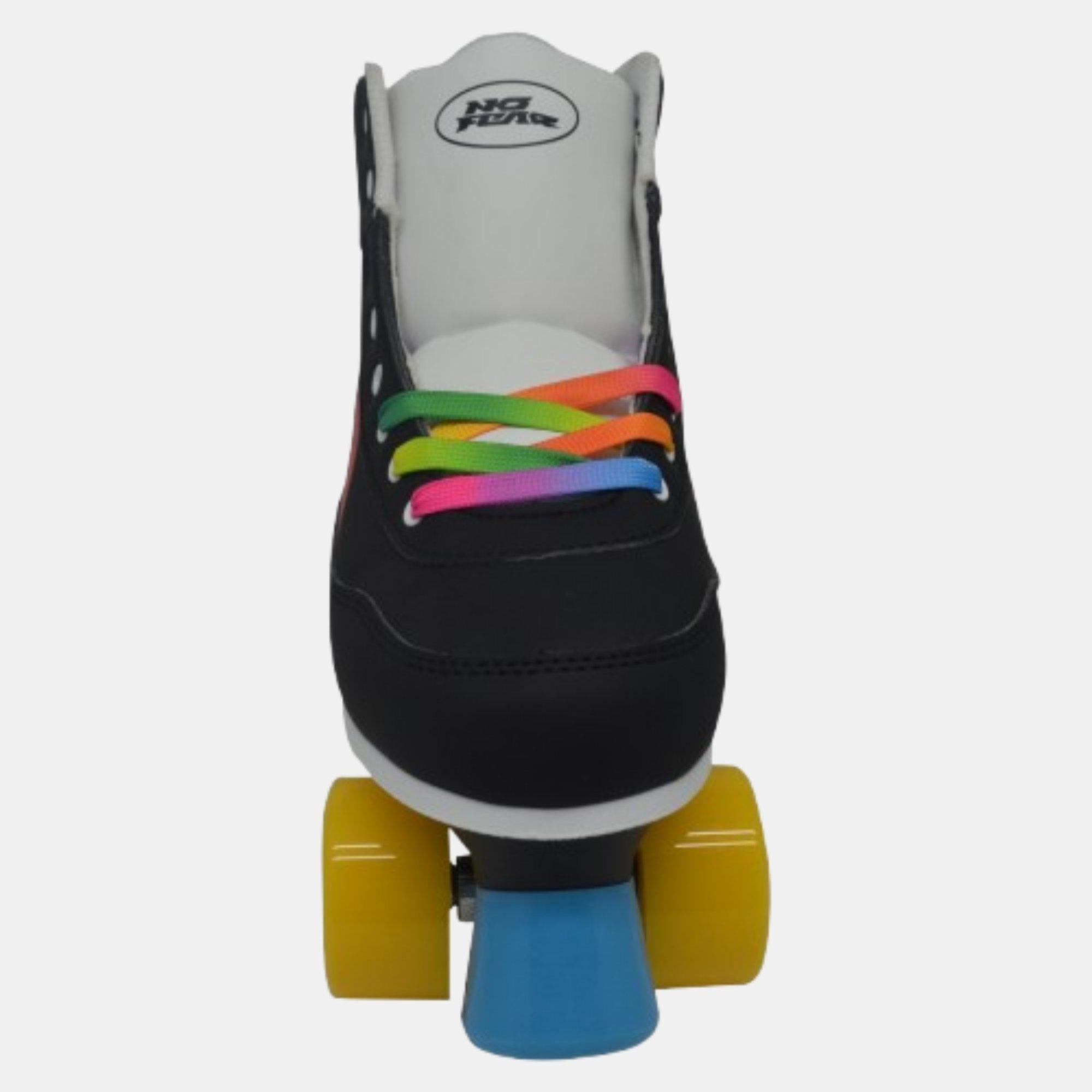 Black/Rainbow - No Fear - Retro Lace-Up Quad Skates - 2
