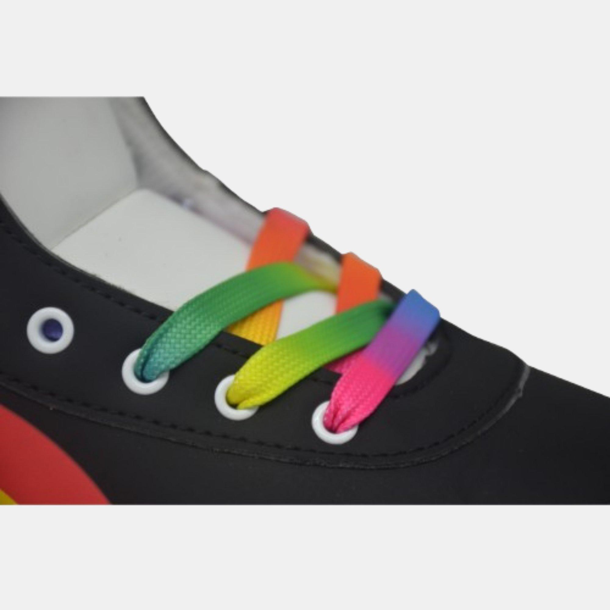 Black/Rainbow - No Fear - Retro Lace-Up Quad Skates - 4