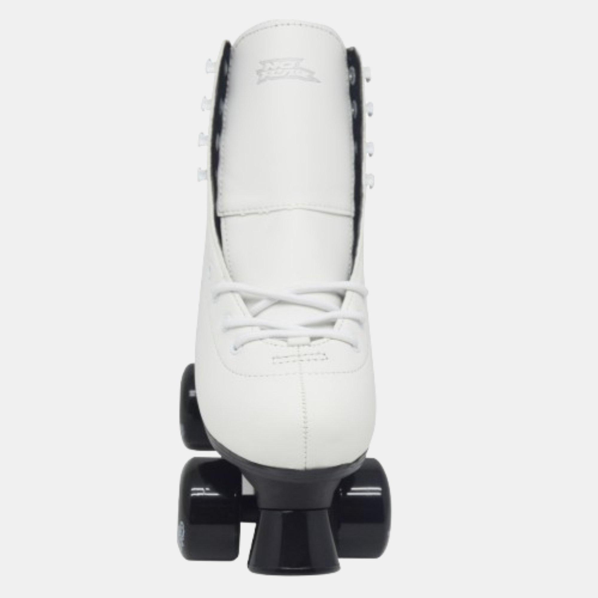 White - No Fear - Kids Lace Up Leather Look Quad Skates - 2