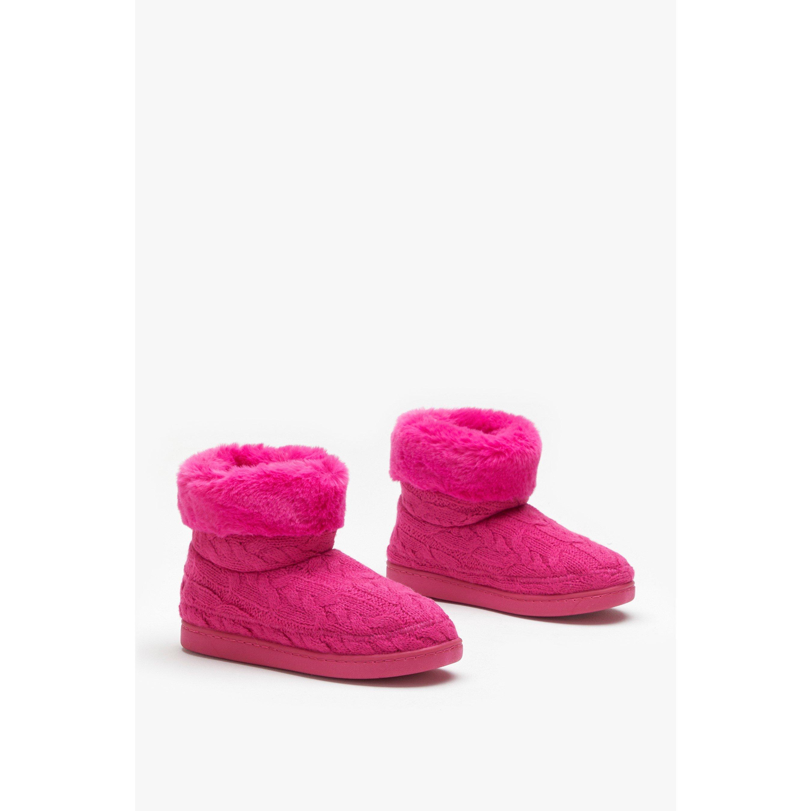 Heißes Pink - Be You - Studio Girls Cable Knit Slipper Boot - 3